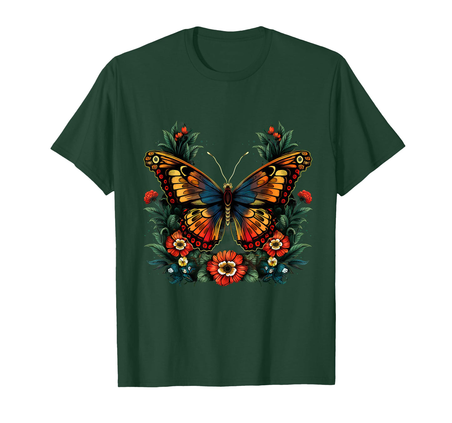 Butterfly Flower Artwork Floral Animal Art Nature Wildlife T-Shirt