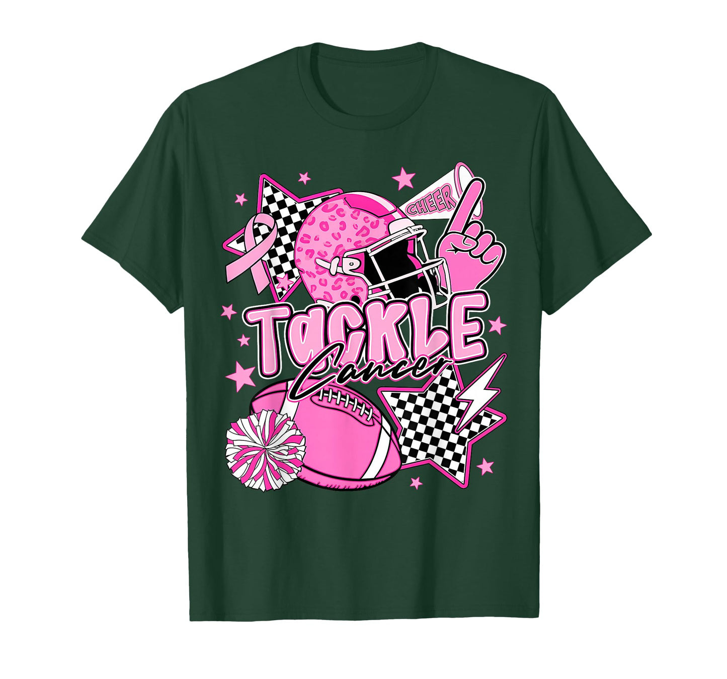 Tackle Breast Cancer Awareness American Football Pink Ribbon T-Shirt