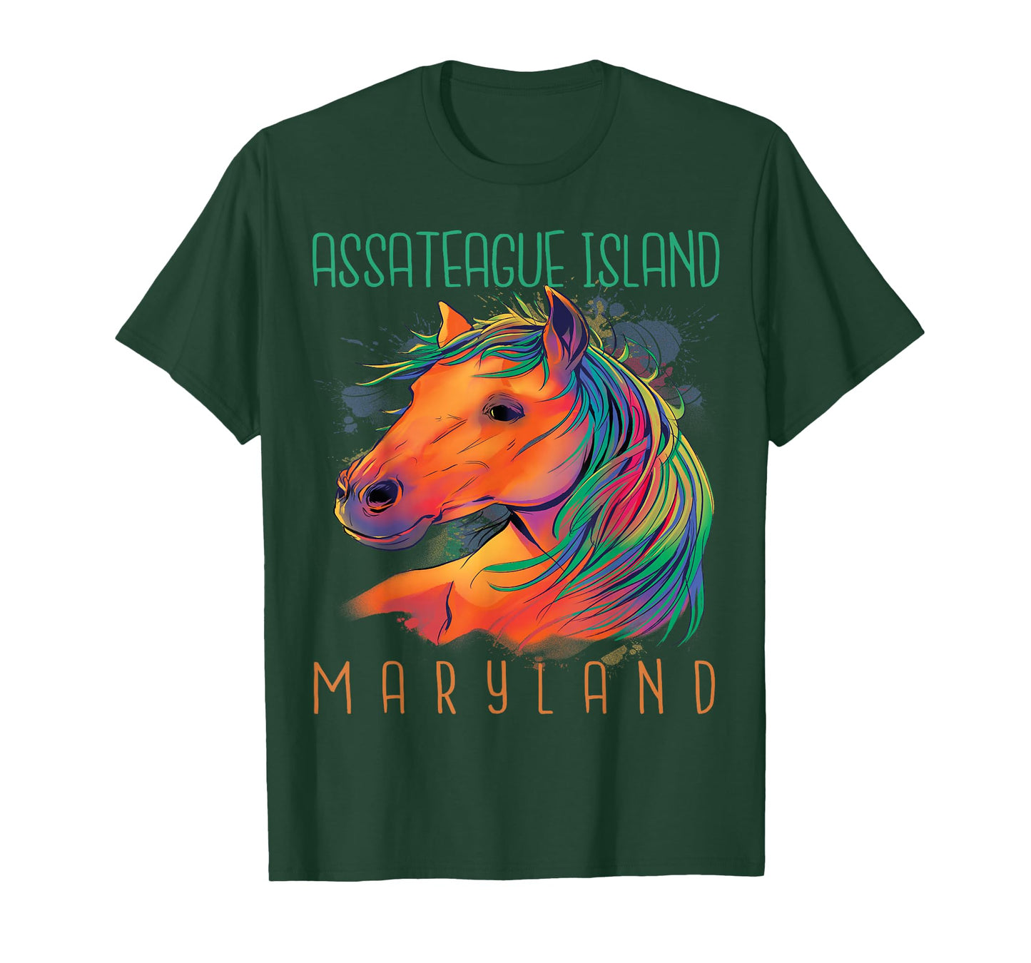 Colorful Horse Assateague Island Maryland Riding Souvenir T-Shirt