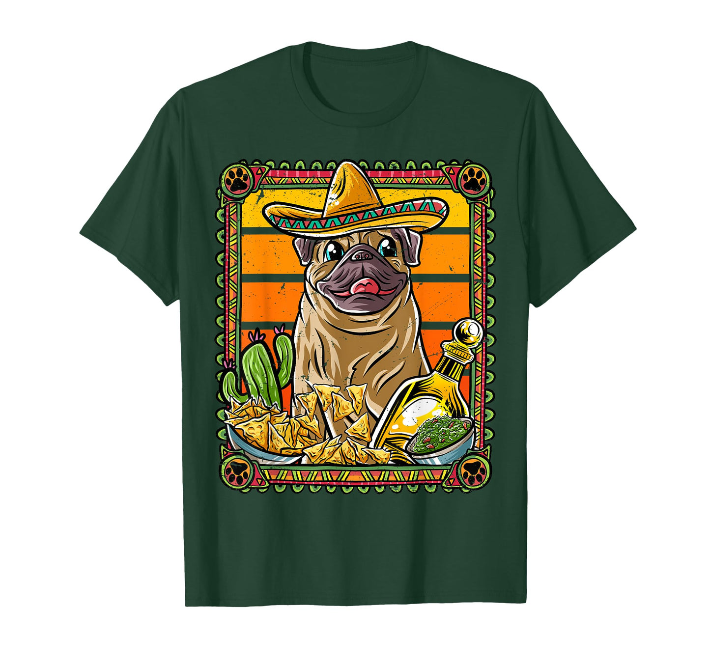Pug Cinco De Mayo Mexican Sombrero Fiesta Dog Nacho T-Shirt