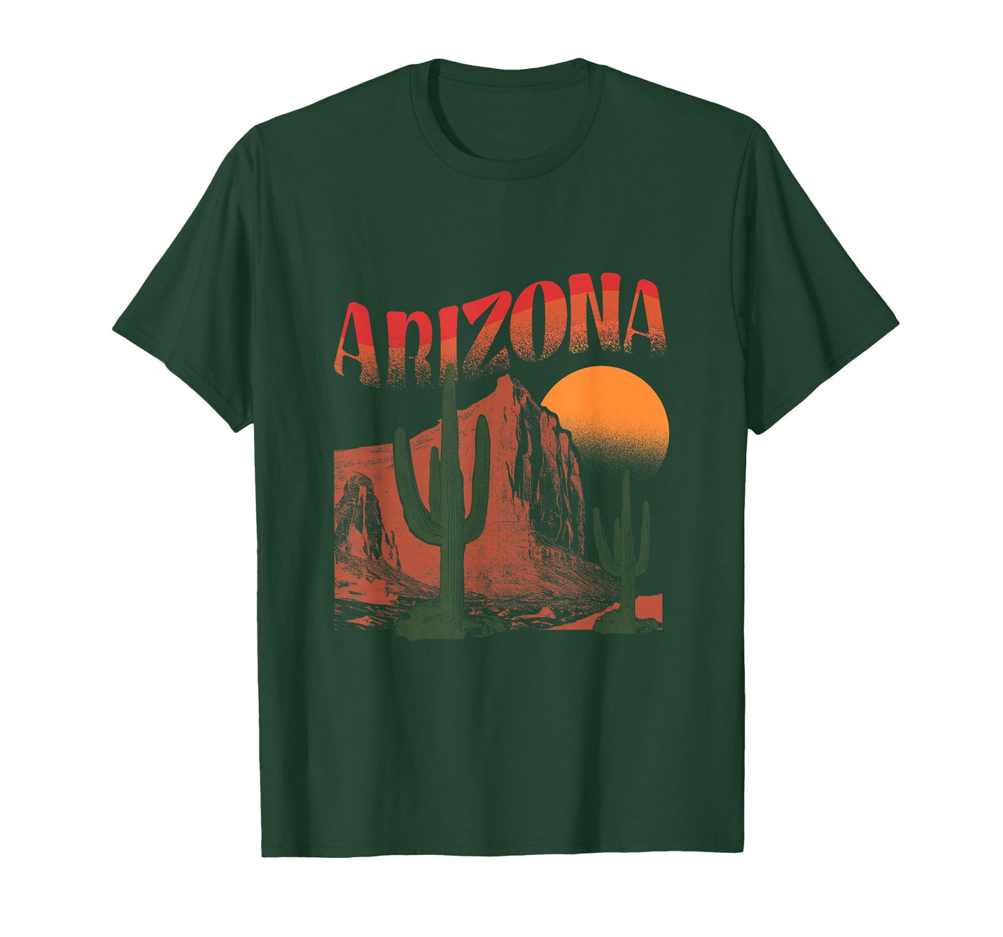 Arizona Desert Sunset With Cactus And Cliffs Vintage Style T-Shirt