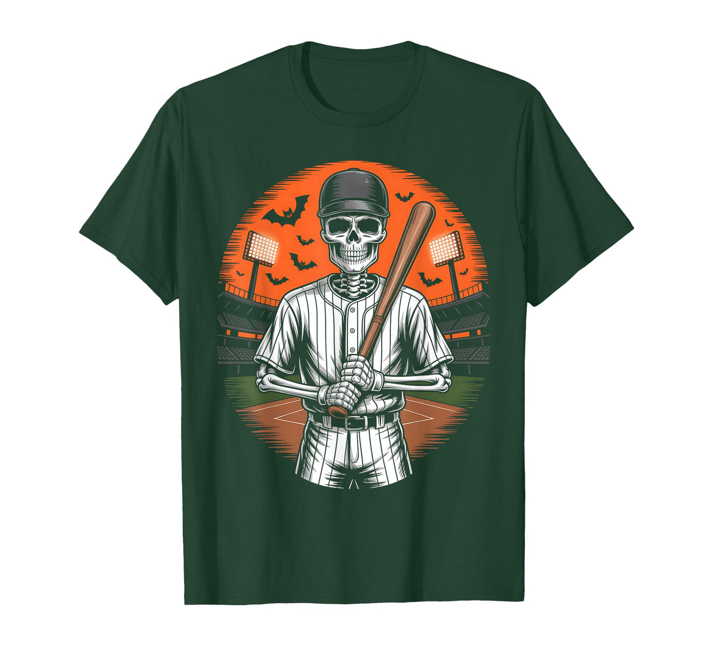 Spooky Creepy Vintage Baseball Skeleton Halloween Men Boys T-Shirt