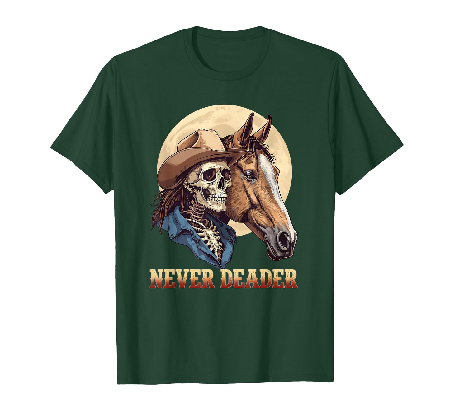 Skeleton Cowboy Riding Horse for Western Spooky Halloween T-Shirt
