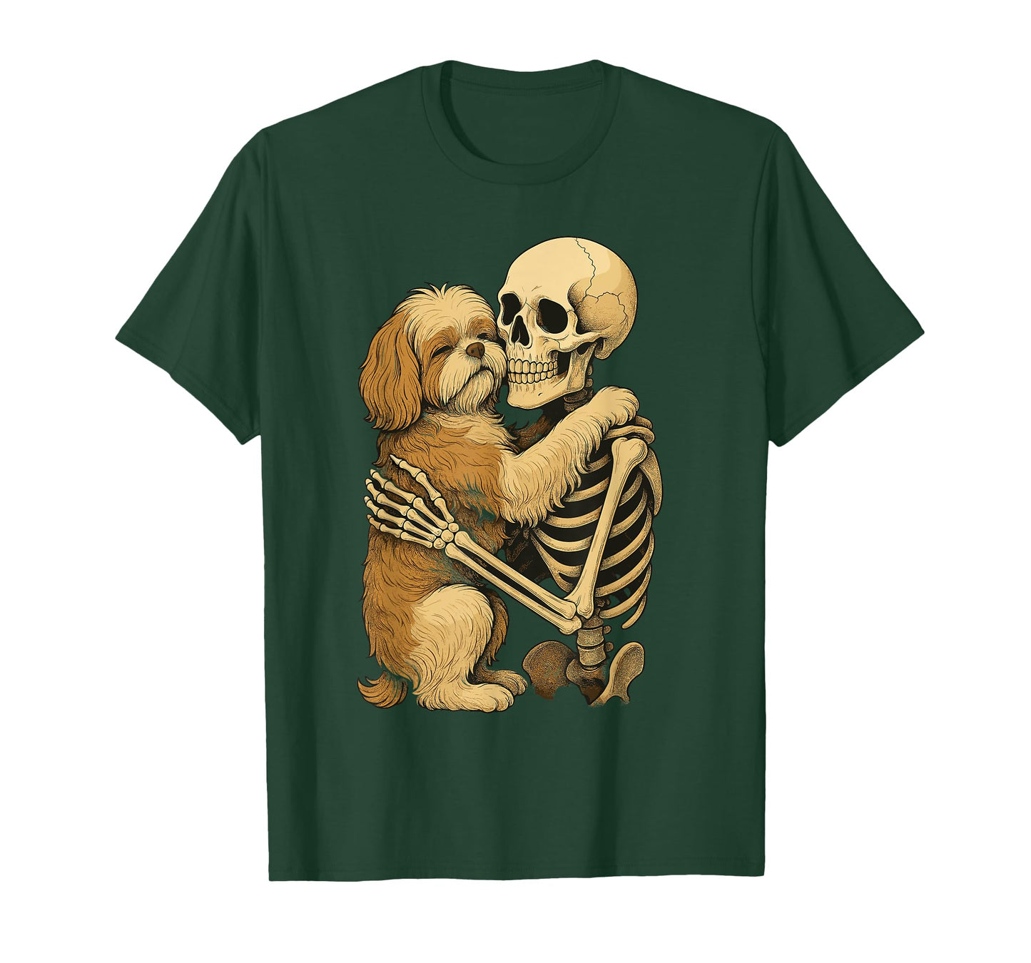 Skeleton Hugging Shih Tzu T-Shirt