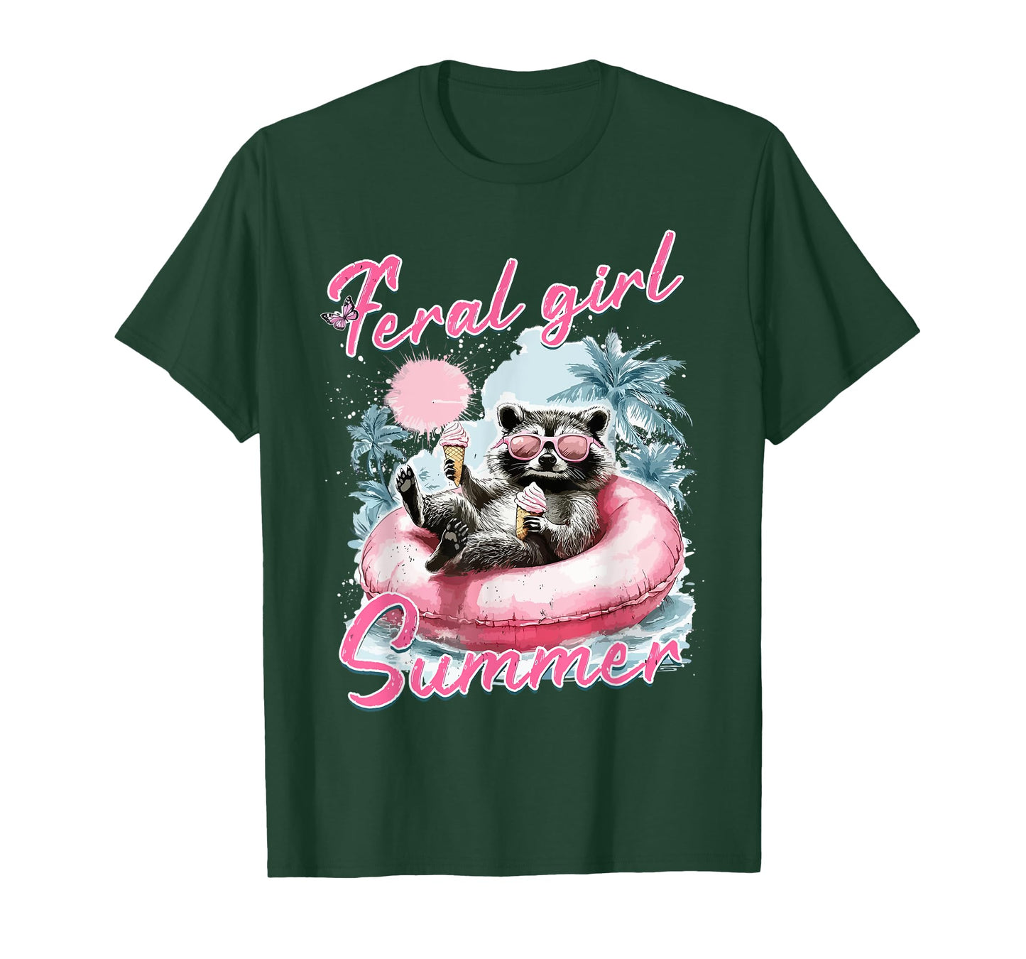 Feral Girl Summer Funny Meme Feral Raccoon Summer Vacation T-Shirt