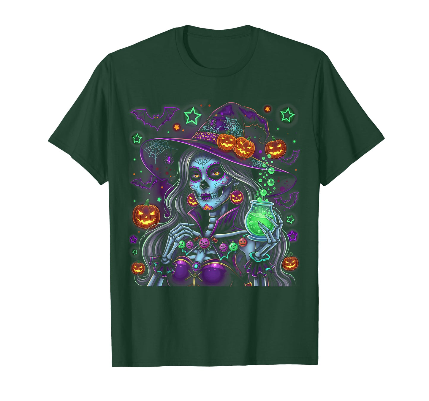 Funny Halloween Skeleton Witch Sugar Skull Halloween T-Shirt