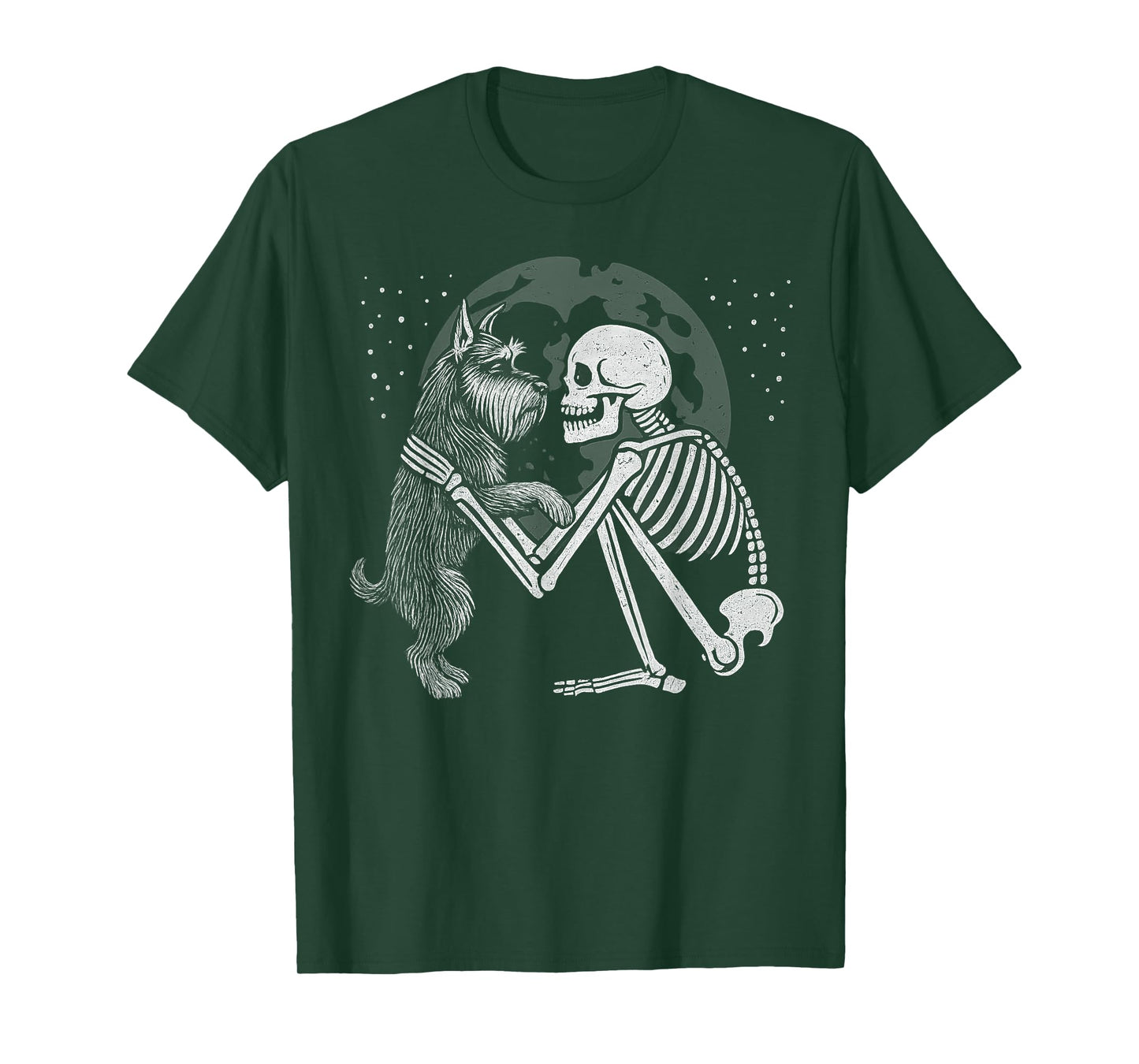 Schnauzer Skeleton Moon Halloween Dog Lover T-Shirt