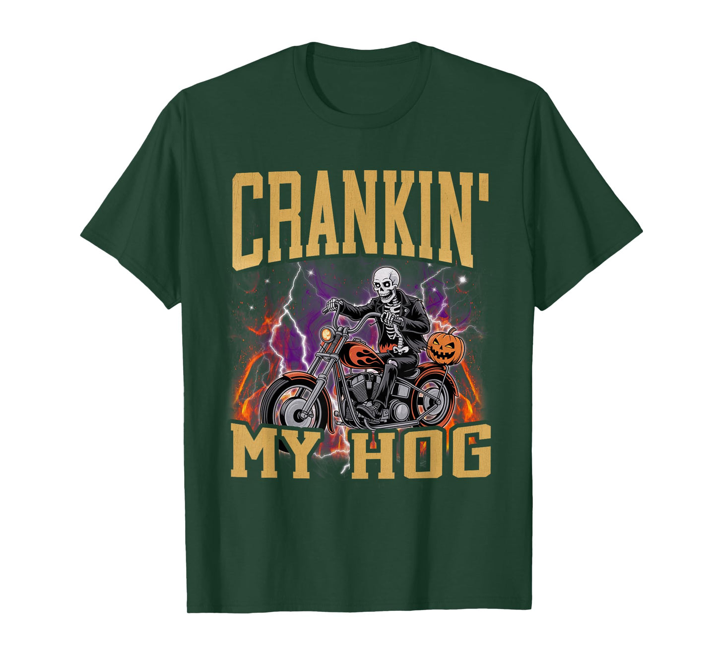 Crankin My Hog Funny Hard Biker Skeleton Meme Bootleg T-Shirt