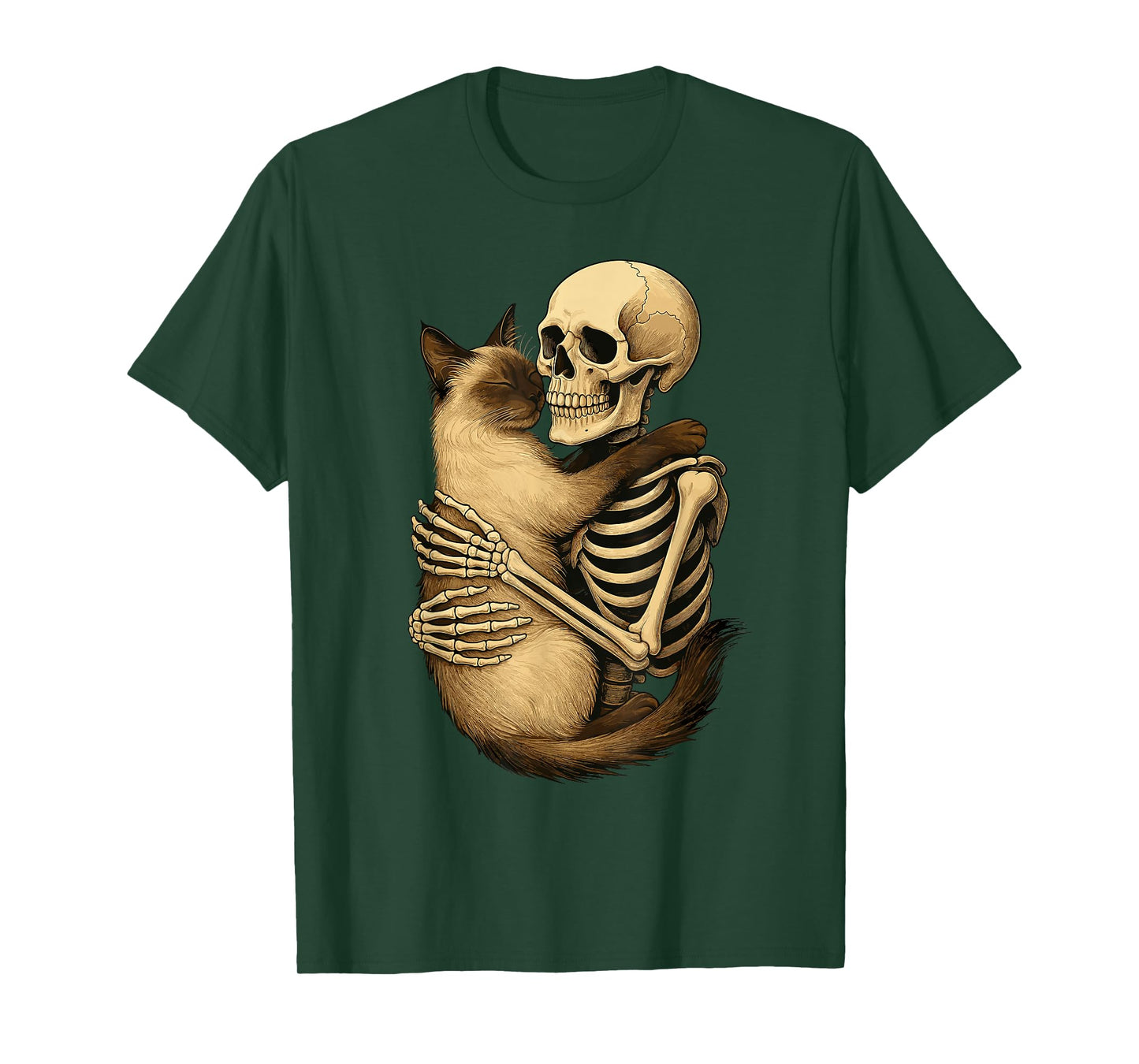 Skeleton Hugging Balinese Cat T-Shirt