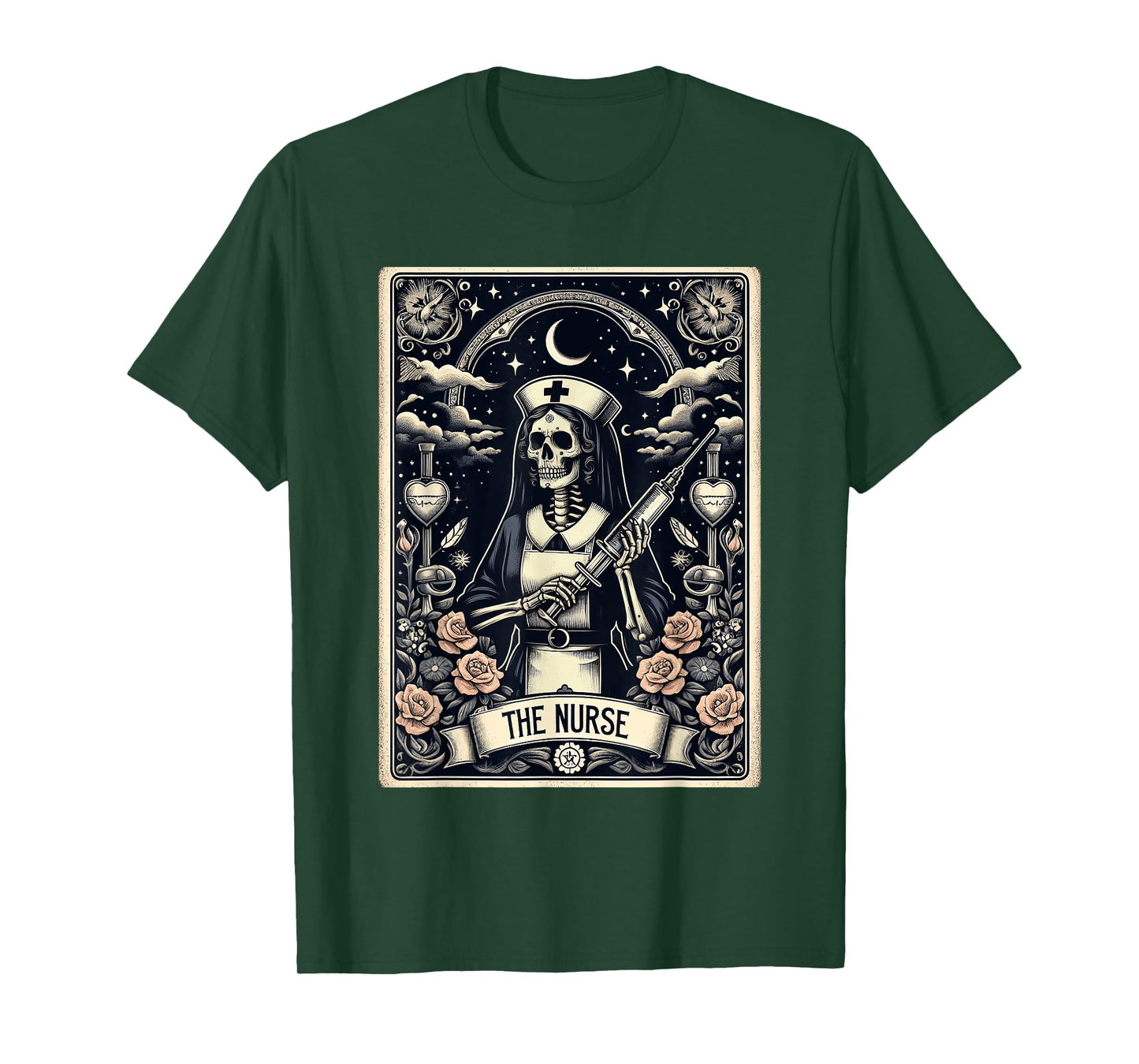 The Nurse Skeleton Tarot Card Funny Halloween Nurse T-Shirt