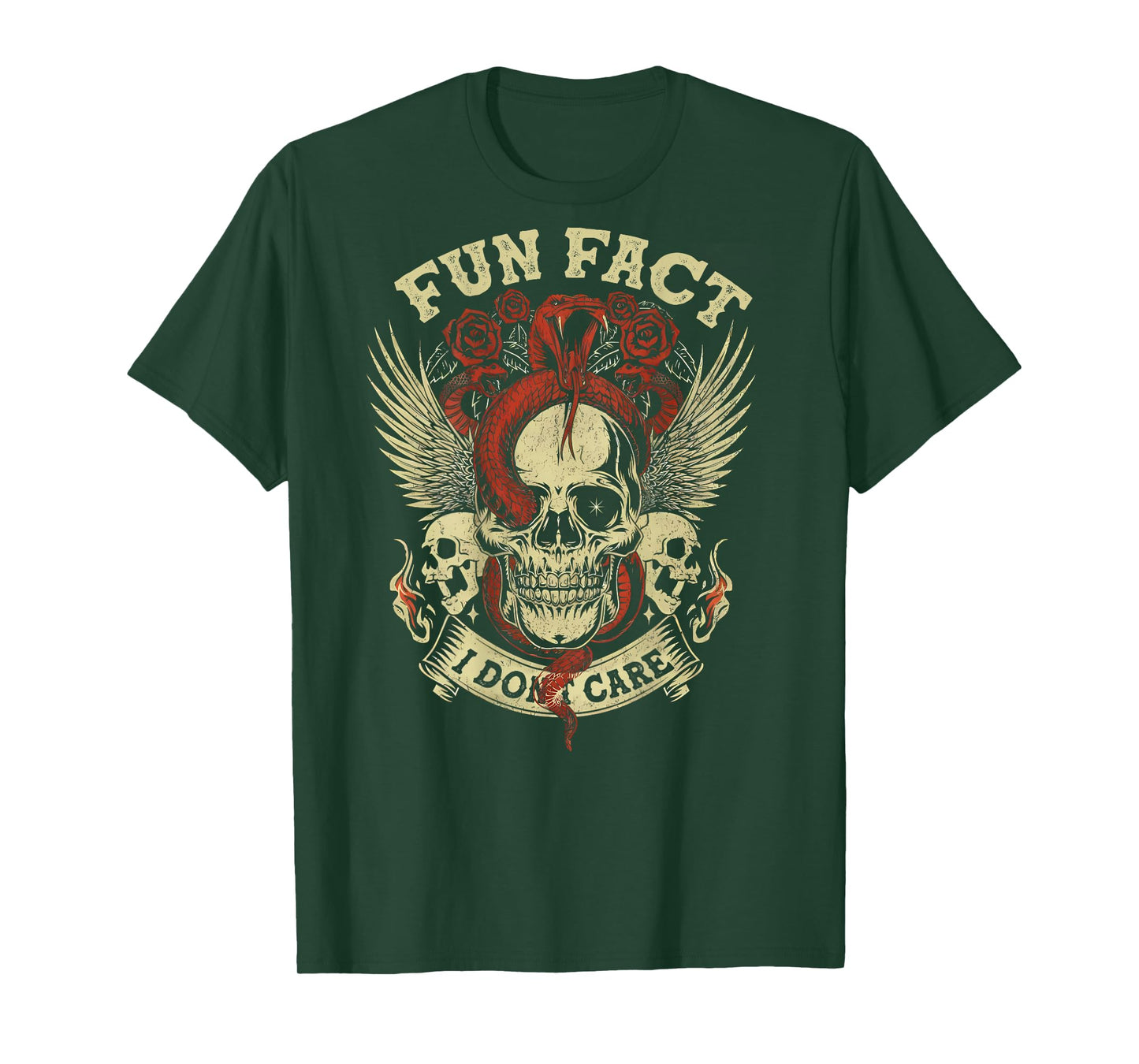 (ON Back) Fun Fact I Don't Care Funny Skeleton Saying Quote T-Shirt
