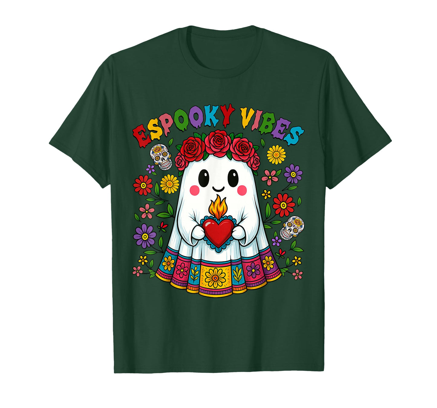 Espooky Vibes Halloween Mexican Concha Ghost Day of The Dead T-Shirt