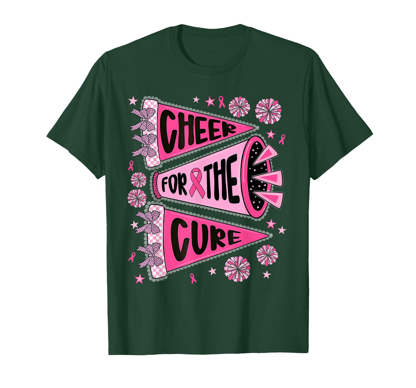 Cheer for The Cure Cheer Breast Cancer Pink Women Girls T-Shirt