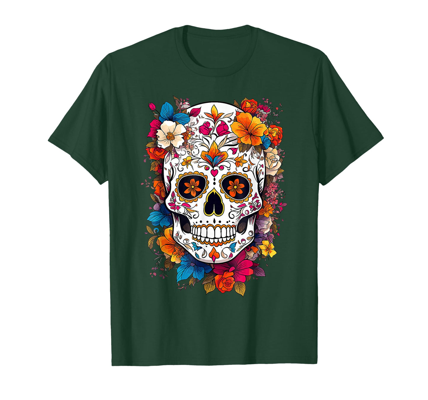 Dia de Los Muertos Floral Sugar Skull Halloween of The Dead T-Shirt