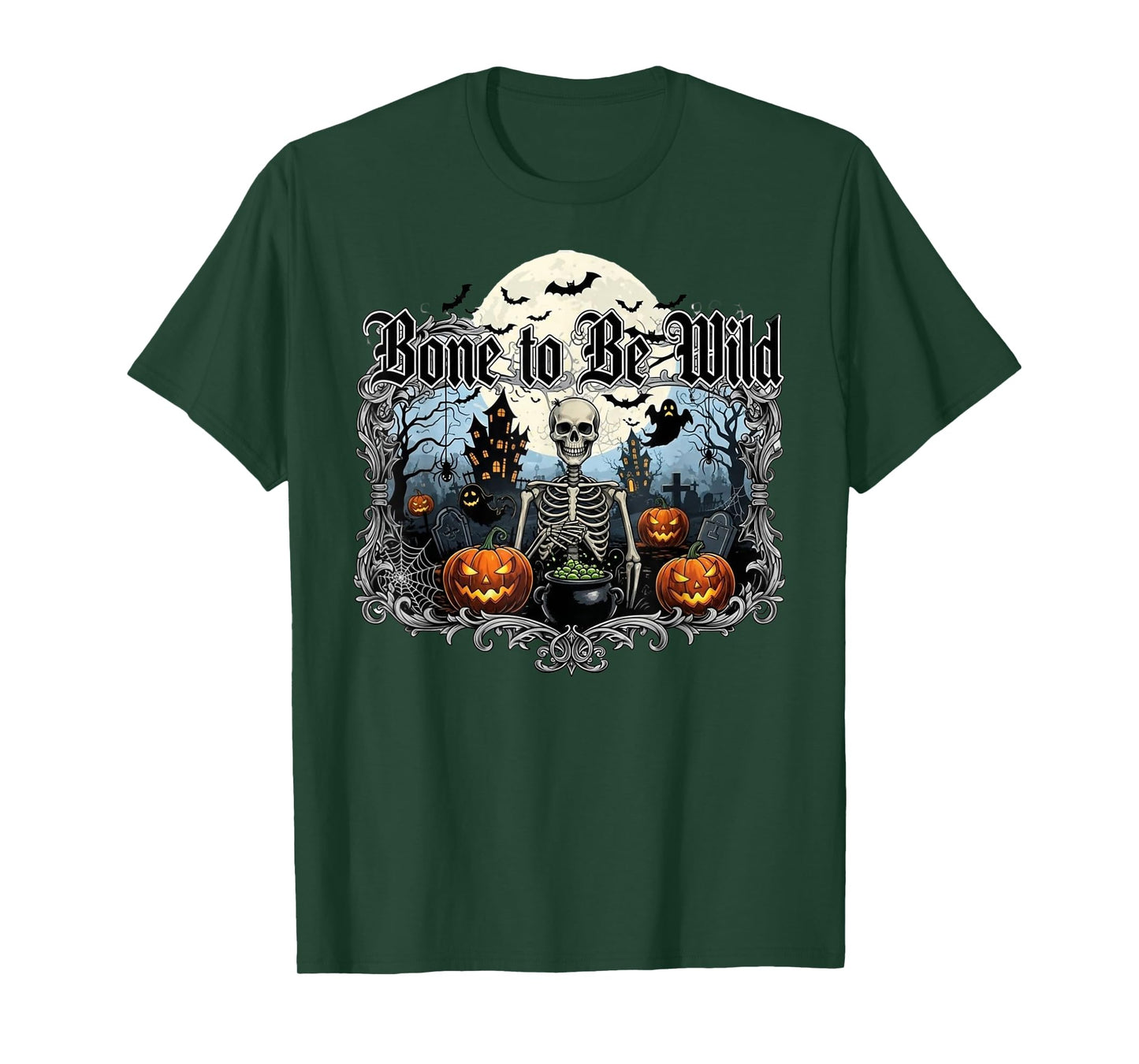 Bone to Be Wild Halloween Skeleton Apparel Spooky Rock T-Shirt