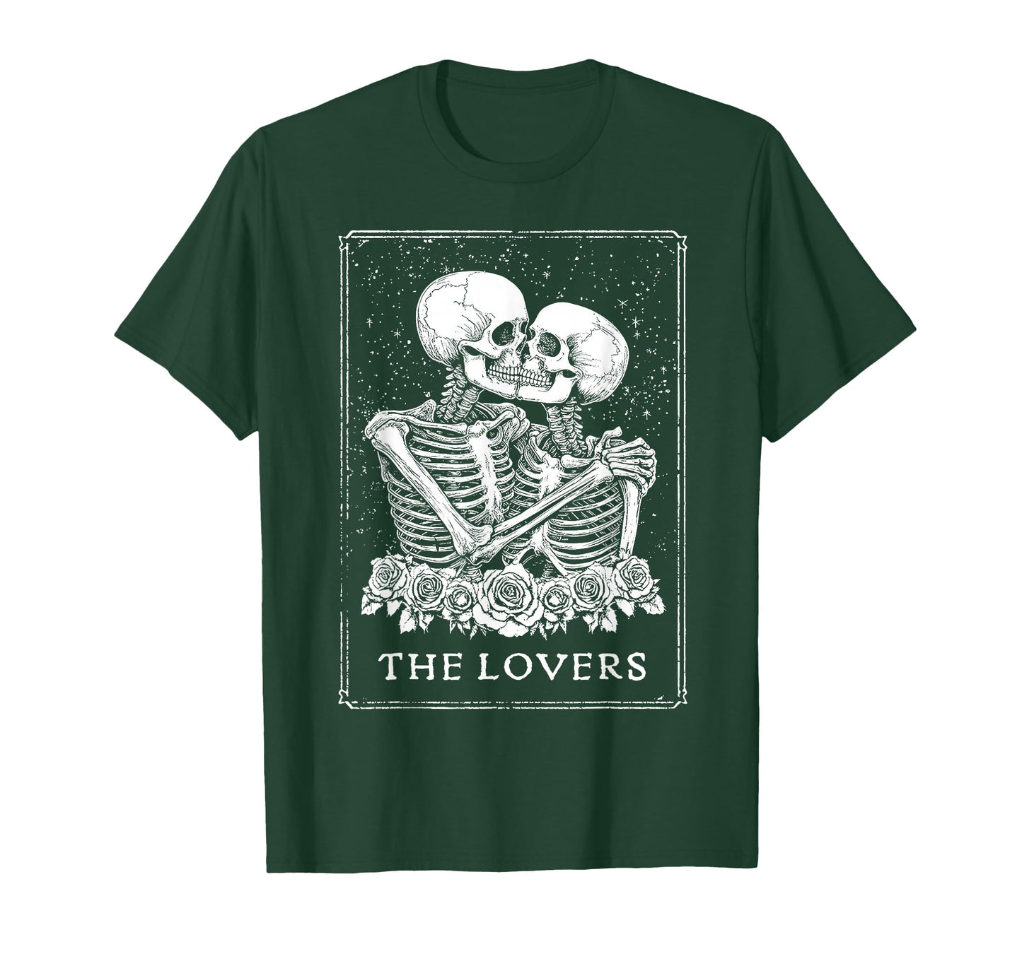The Lovers Skeleton Lovers Gothic Tarot Card Dark Art T-Shirt