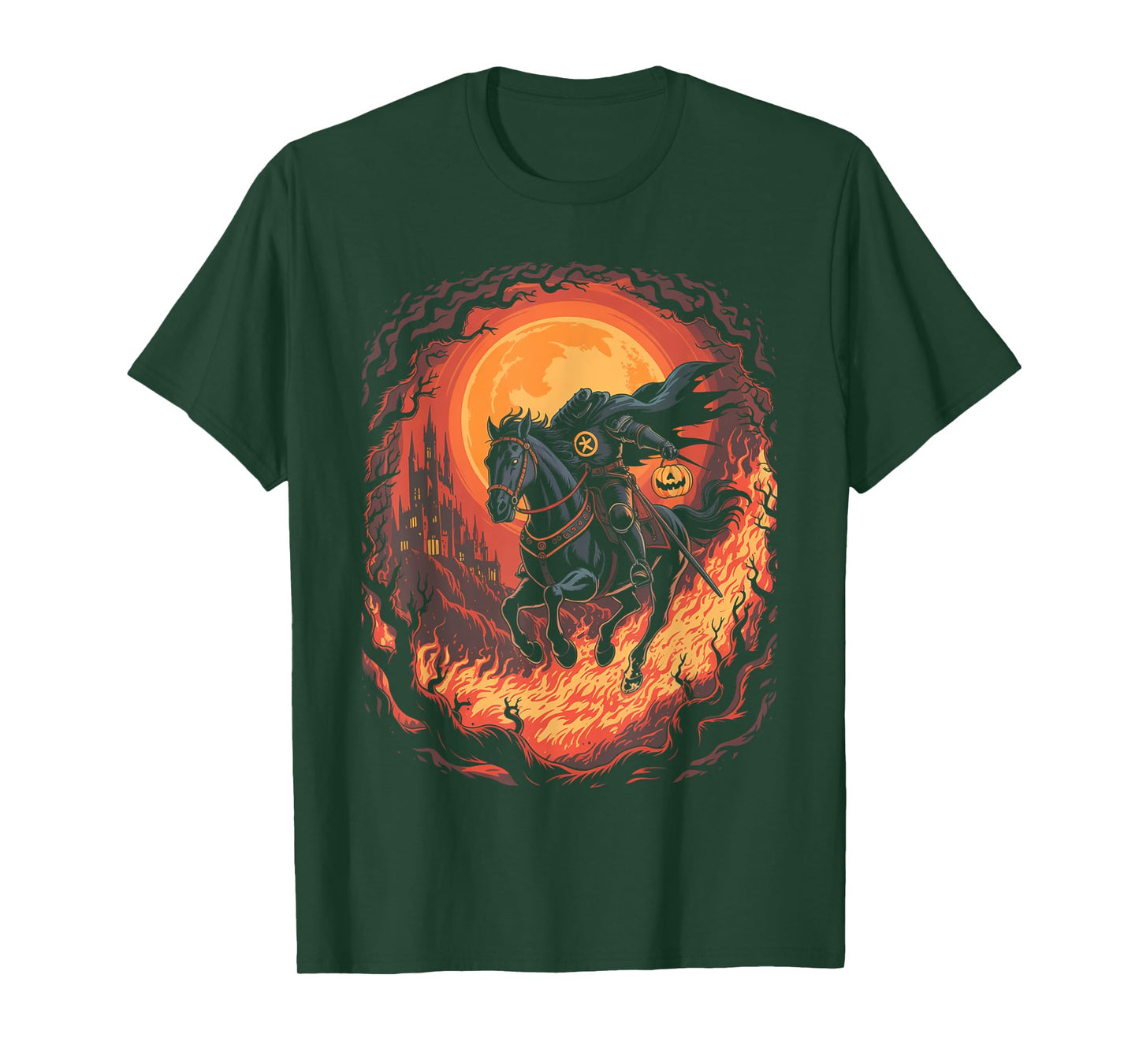 Scary Pumpkin Headless Horseman Halloween T-Shirt