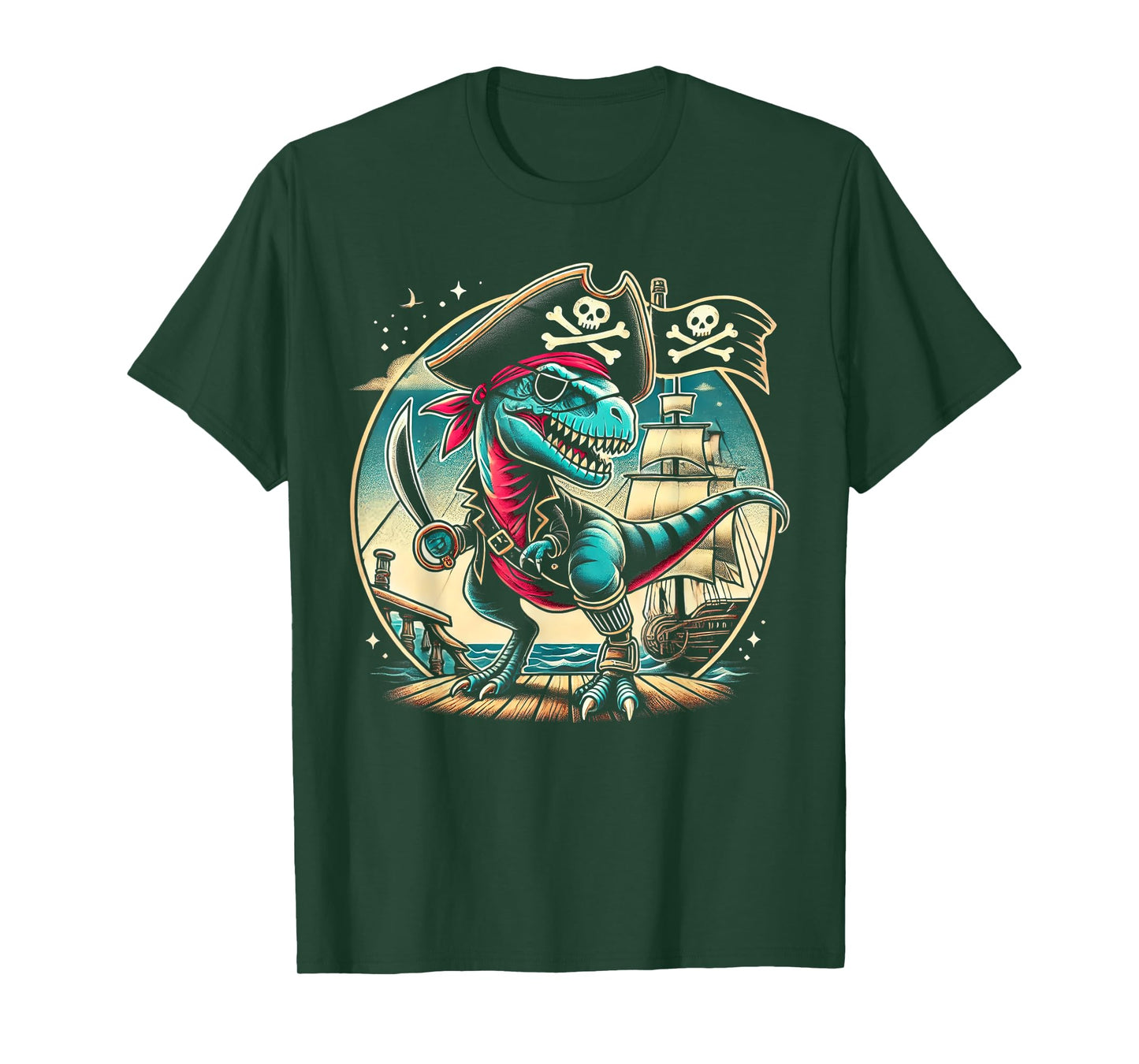 Pirate Dinosaur Tyrannosaurus Funny T-rex Halloween Costume T-Shirt