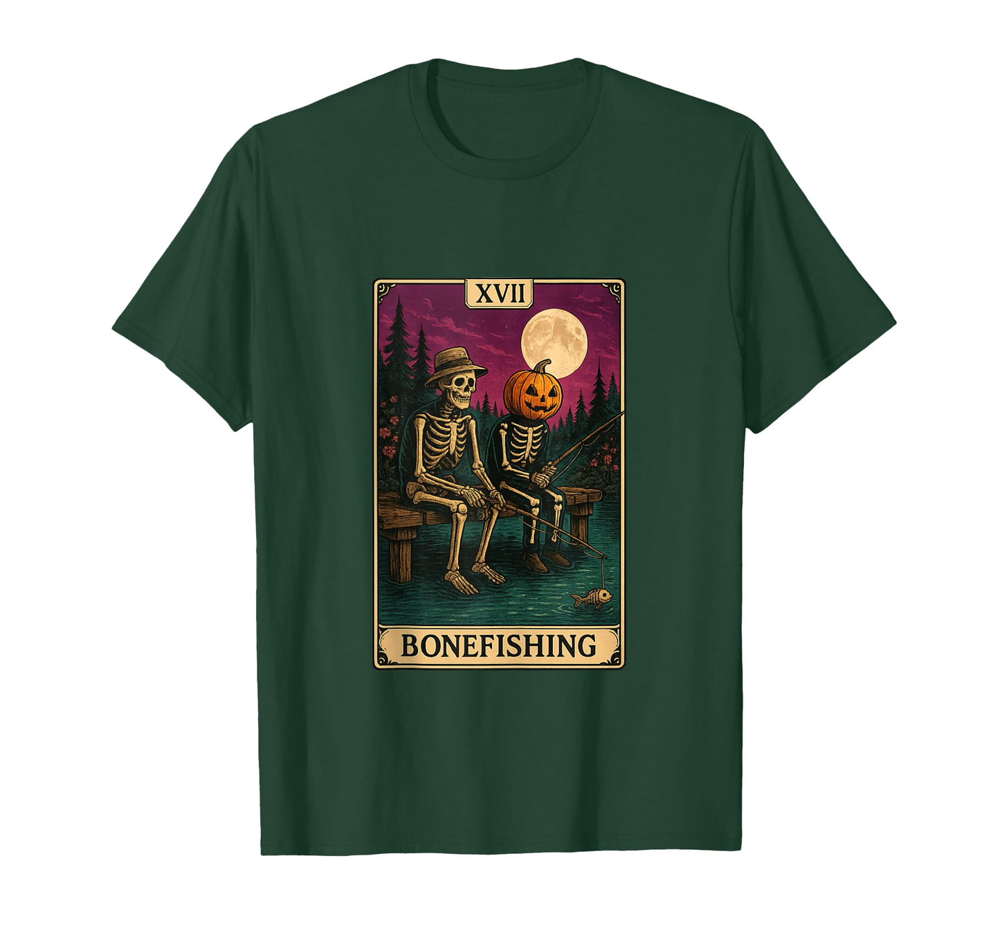 Tarot Card Bonefishing Jack O Lantern Skeleton Fishing Tank Top