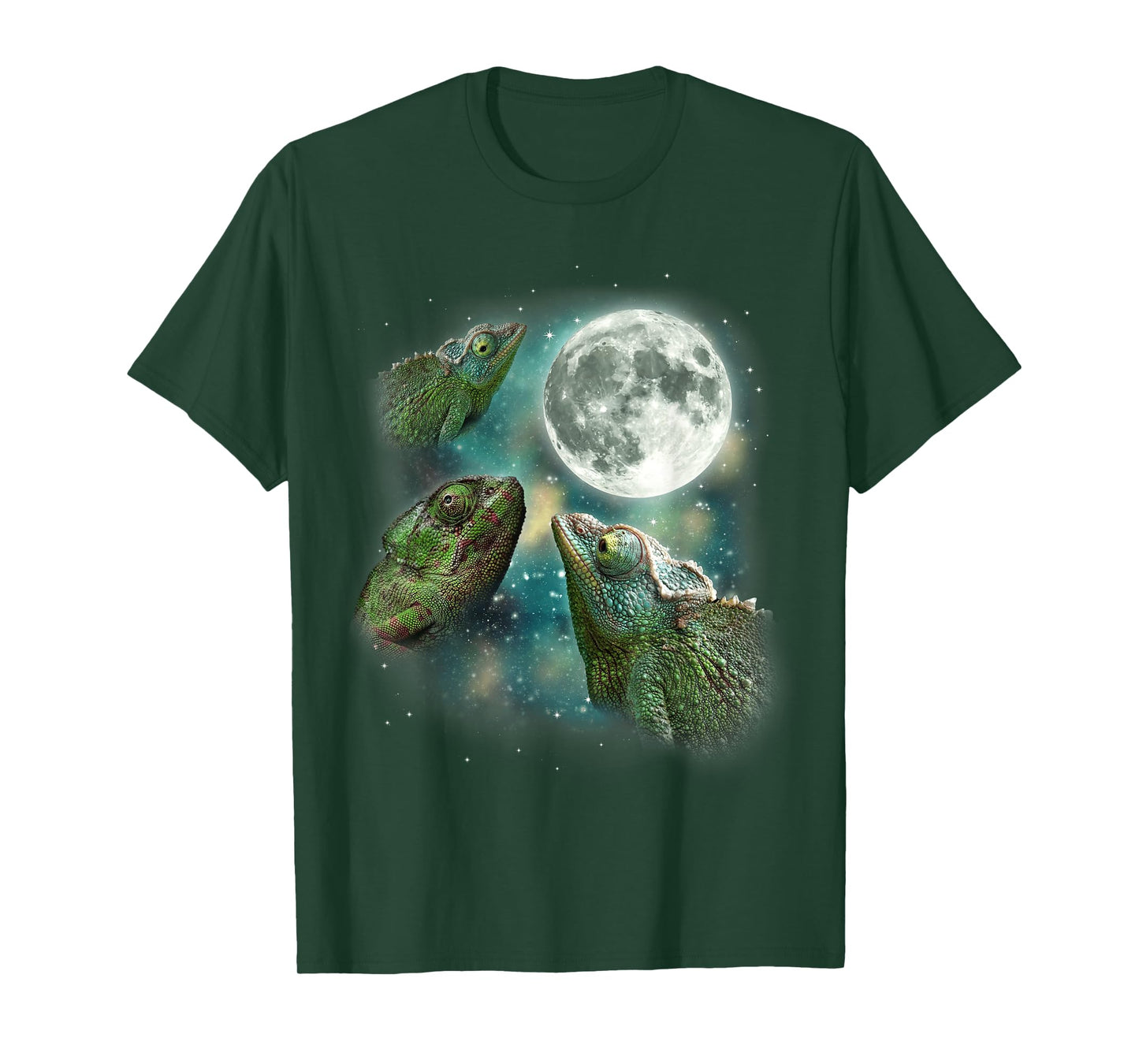 Three Chameleon Moon | 3 Magic Forest Reptile Jungle Animal T-Shirt