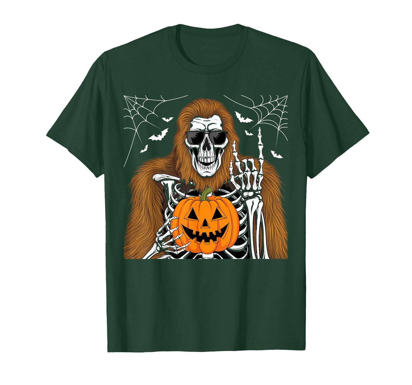 Funny Spooky Bigfoot Jack O Lantern Skeleton Halloween T-Shirt