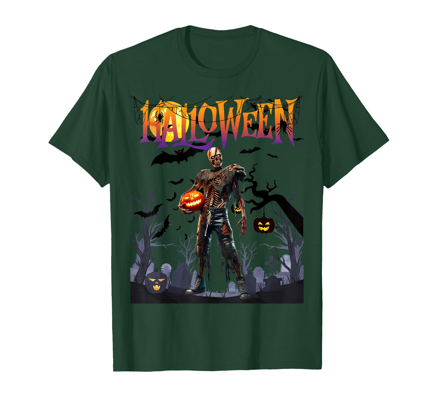 Halloween Skeleton Football Pumpkin T-Shirt