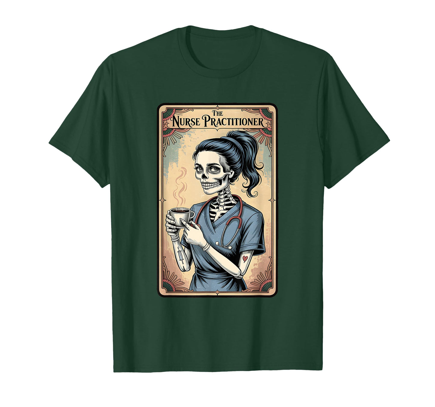 Nurse Practitioner Tarot Card Skeleton Halloween Witch Vibes T-Shirt