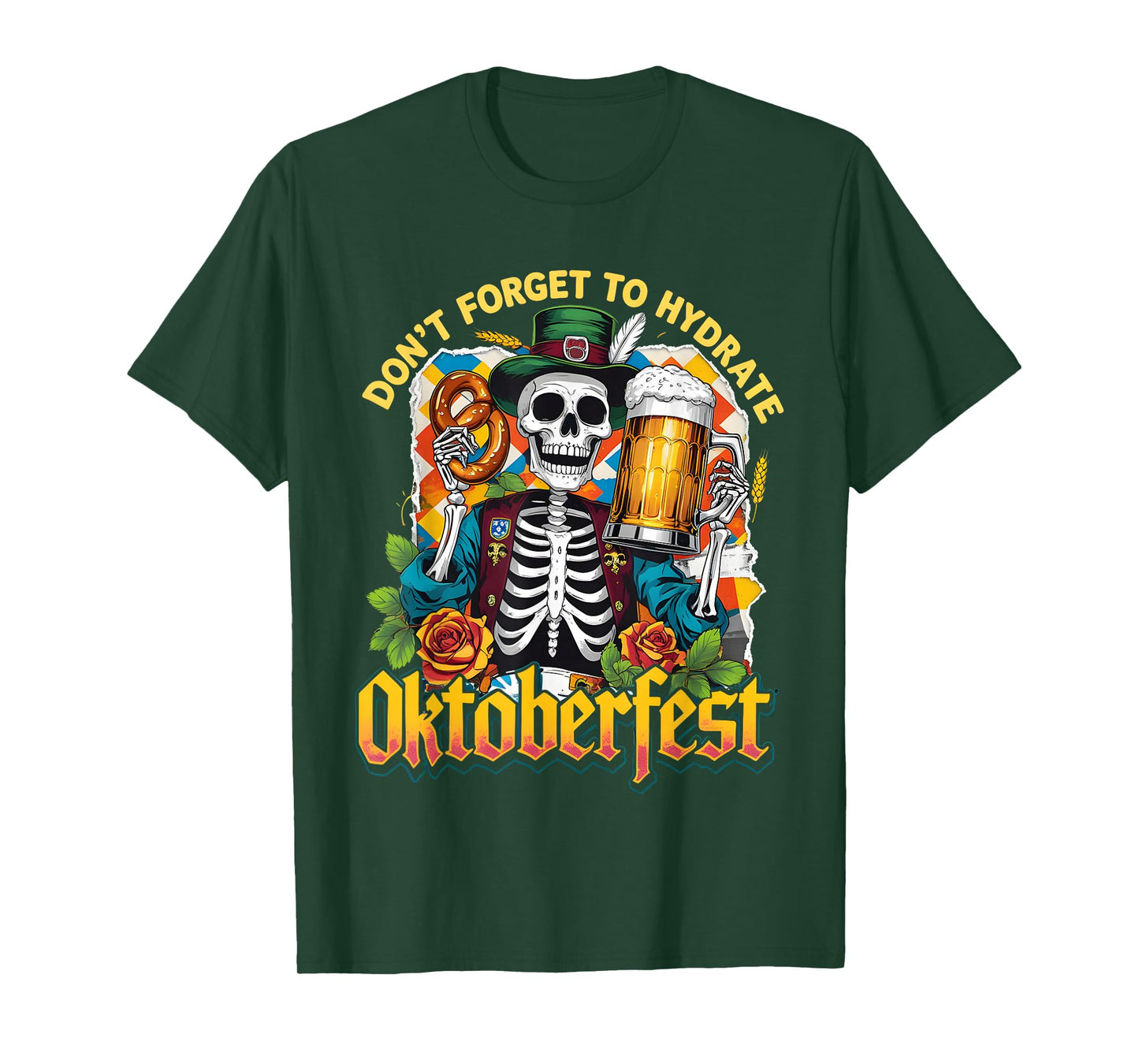 Oktoberfest Skeleton Funny Beer Drinking Hydrate T-Shirt