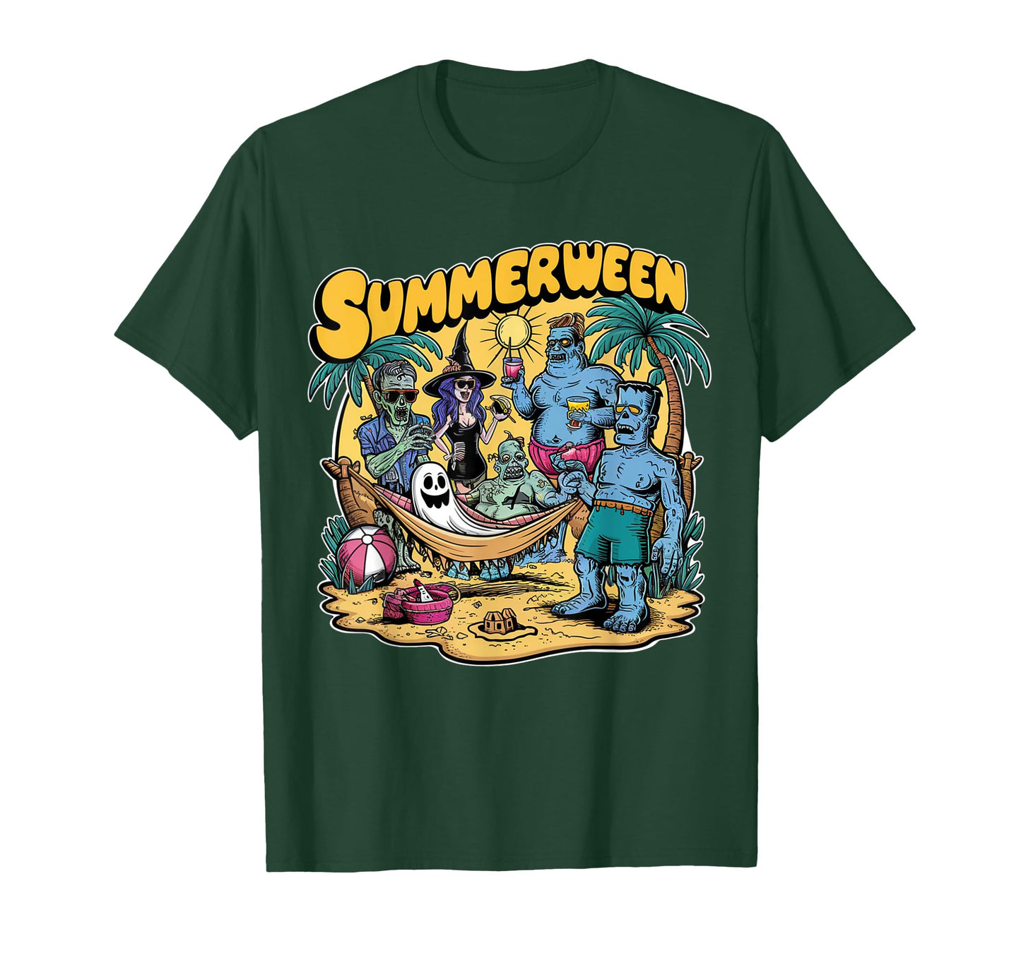 Happy Summerween Summer Halloween Holiday Beach Vibes Spooky T-Shirt