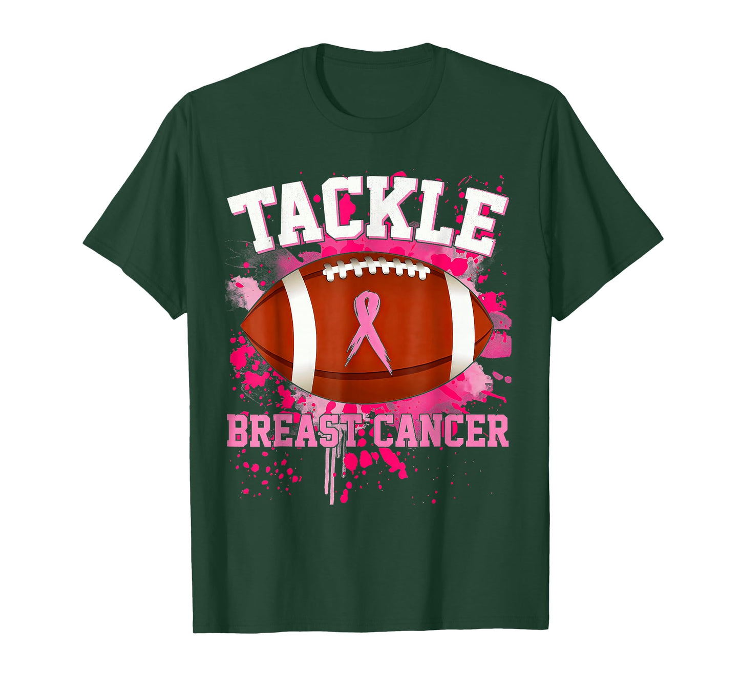 Tackle Football Pink Ribbon Breast Cancer Awareness T-Shirt