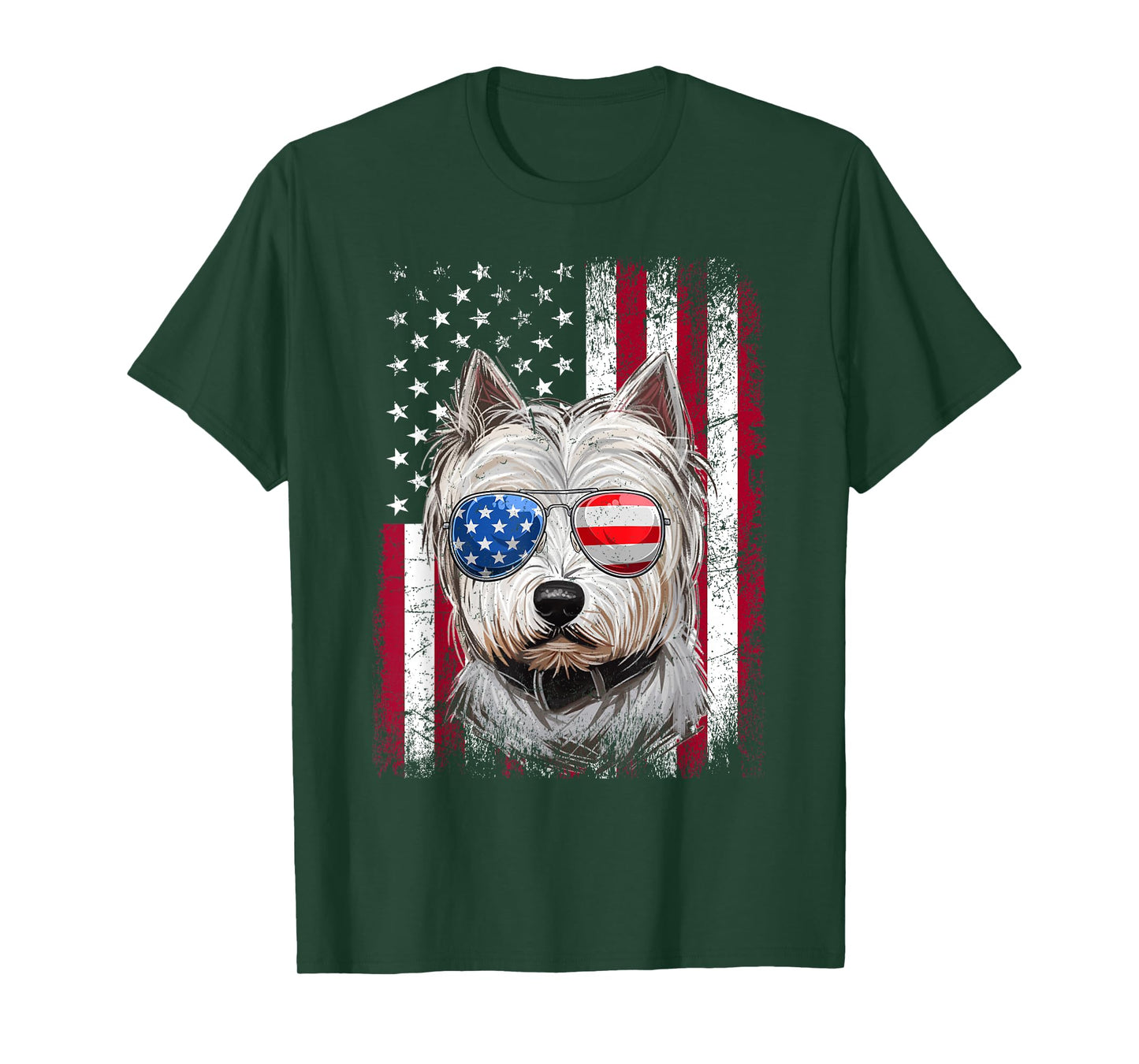 American Flag Patriotic Westie Dog Lover 4th Of July T-Shirt