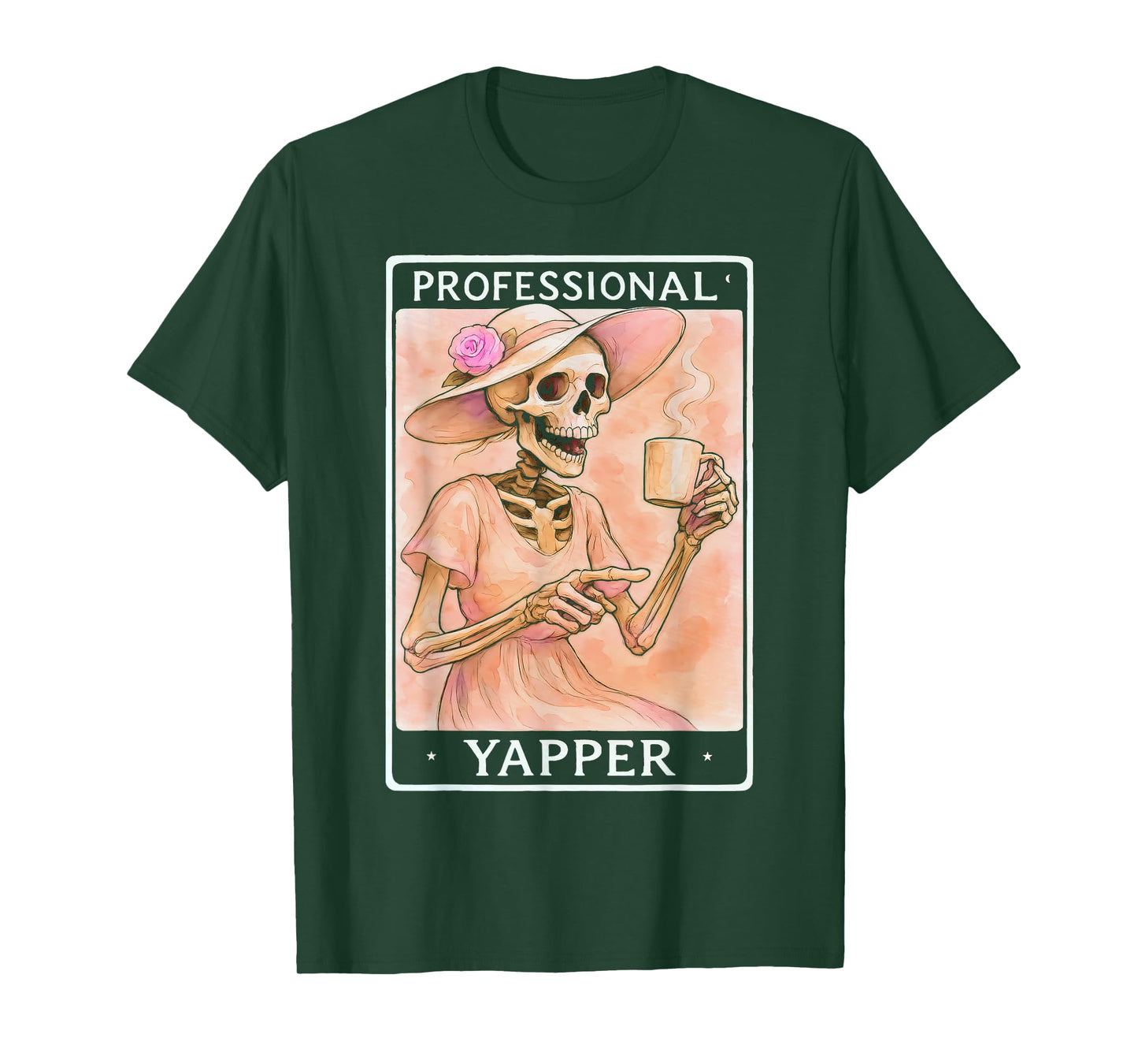 Professional Yapper Shirt Funny Skeleton Coffee Tarot Card T-Shirt
