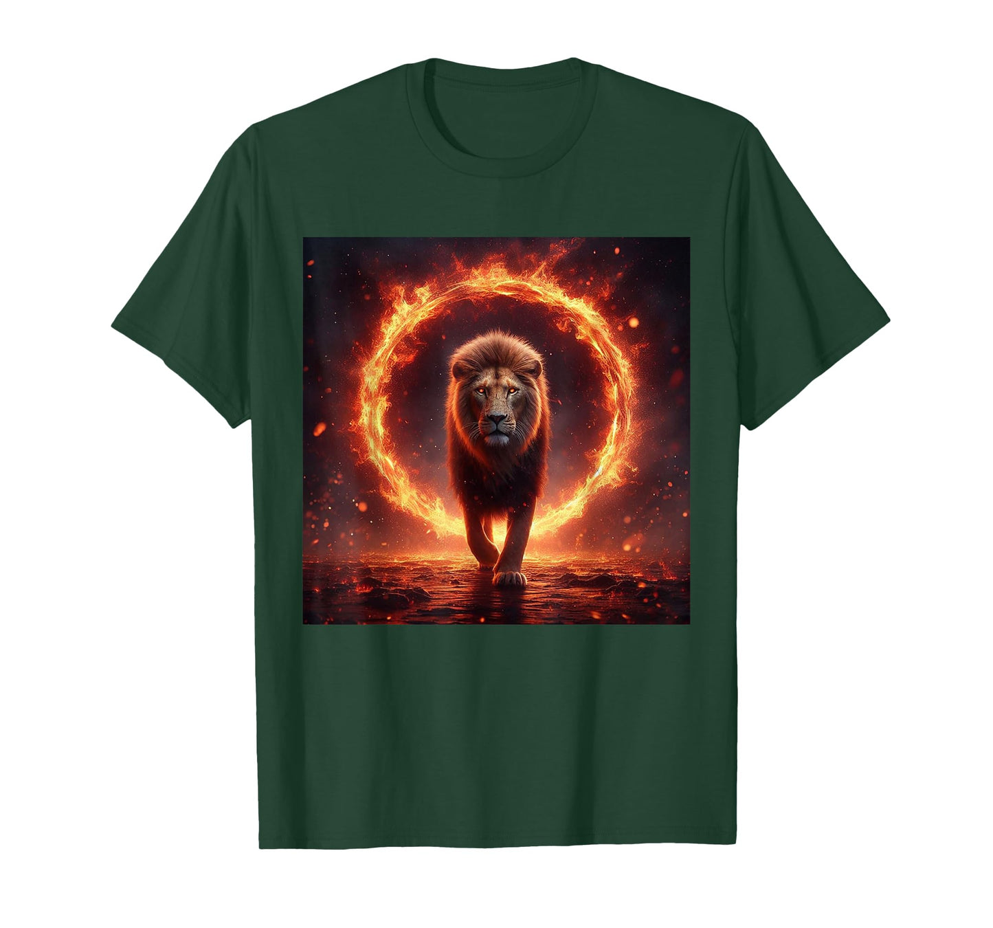 Safari Lion Walking Through Fire - Animal Big Cat Nature Men Women Girls Kids T-Shirt