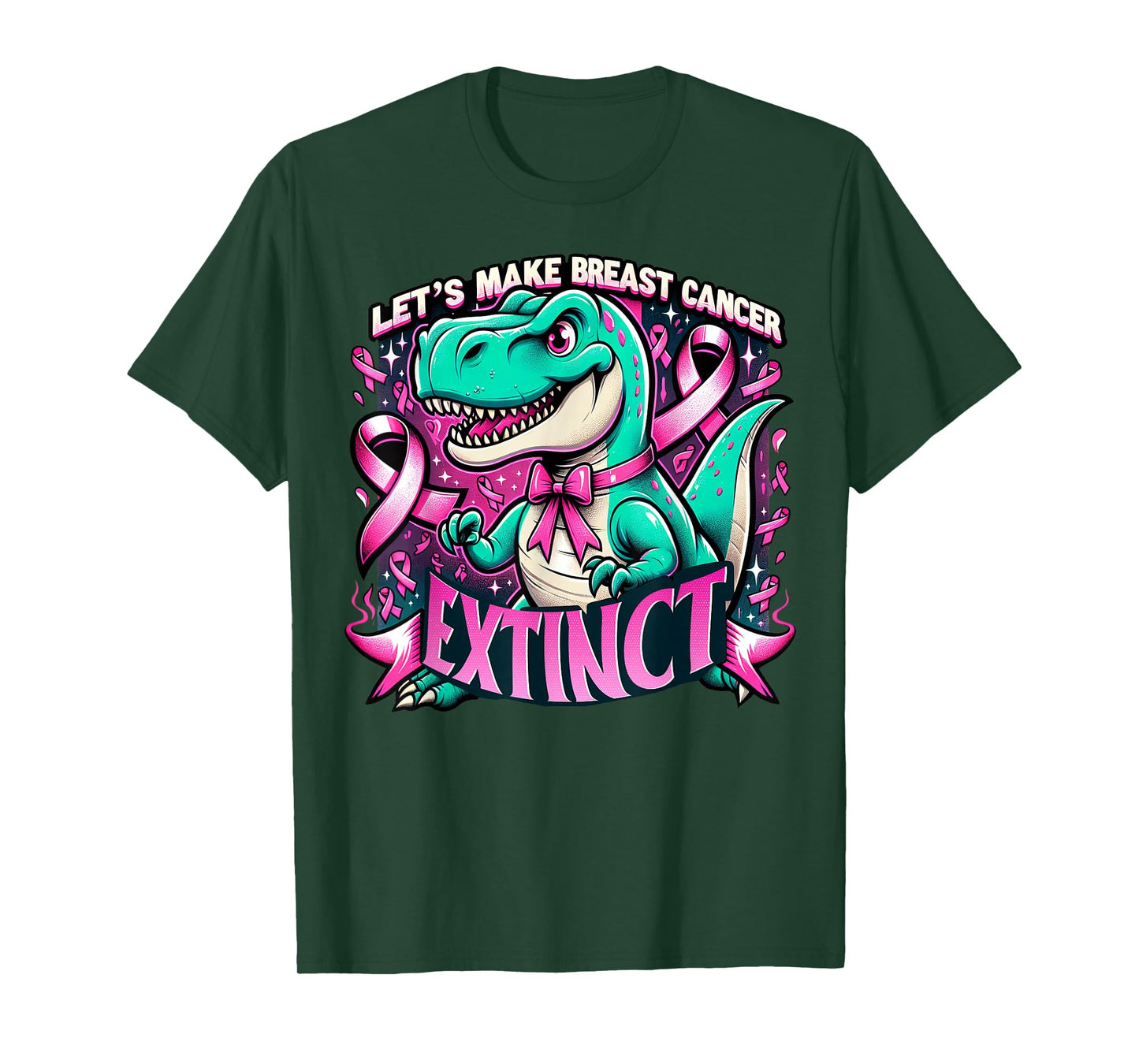 Lets Make Breast Cancer Extinct Pink Dinosaur Kids Boys T-Shirt