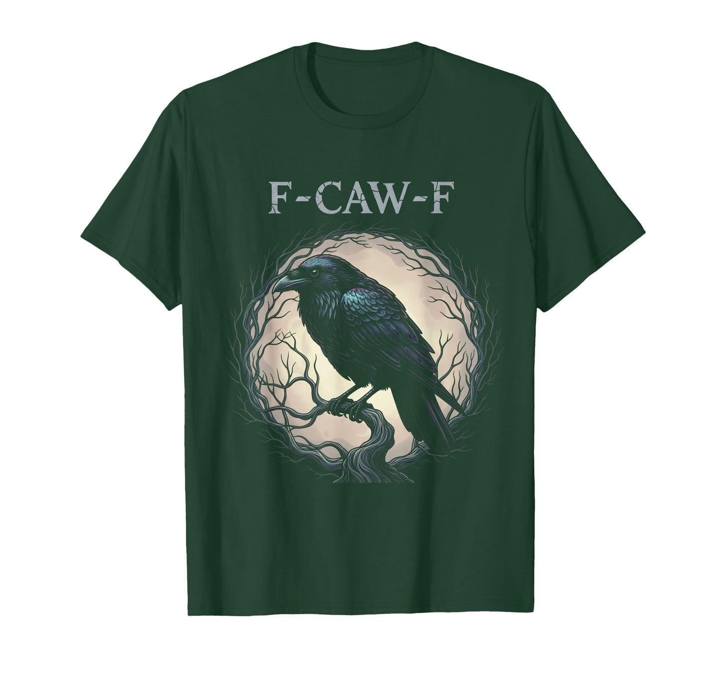 Funny F-Caw-F Crow Gothic Moon Humor Halloween T-Shirt