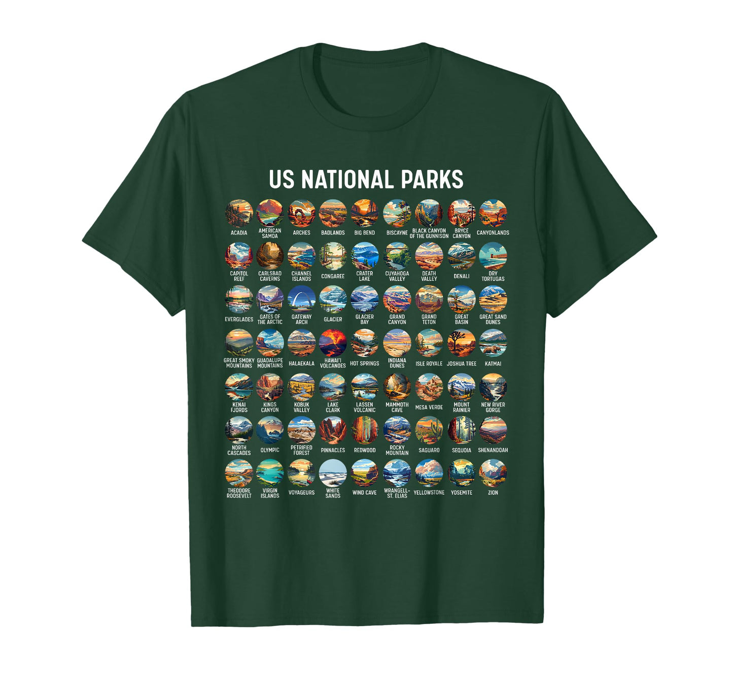 All US National Park Checklist Bucket List Of National Parks T-Shirt