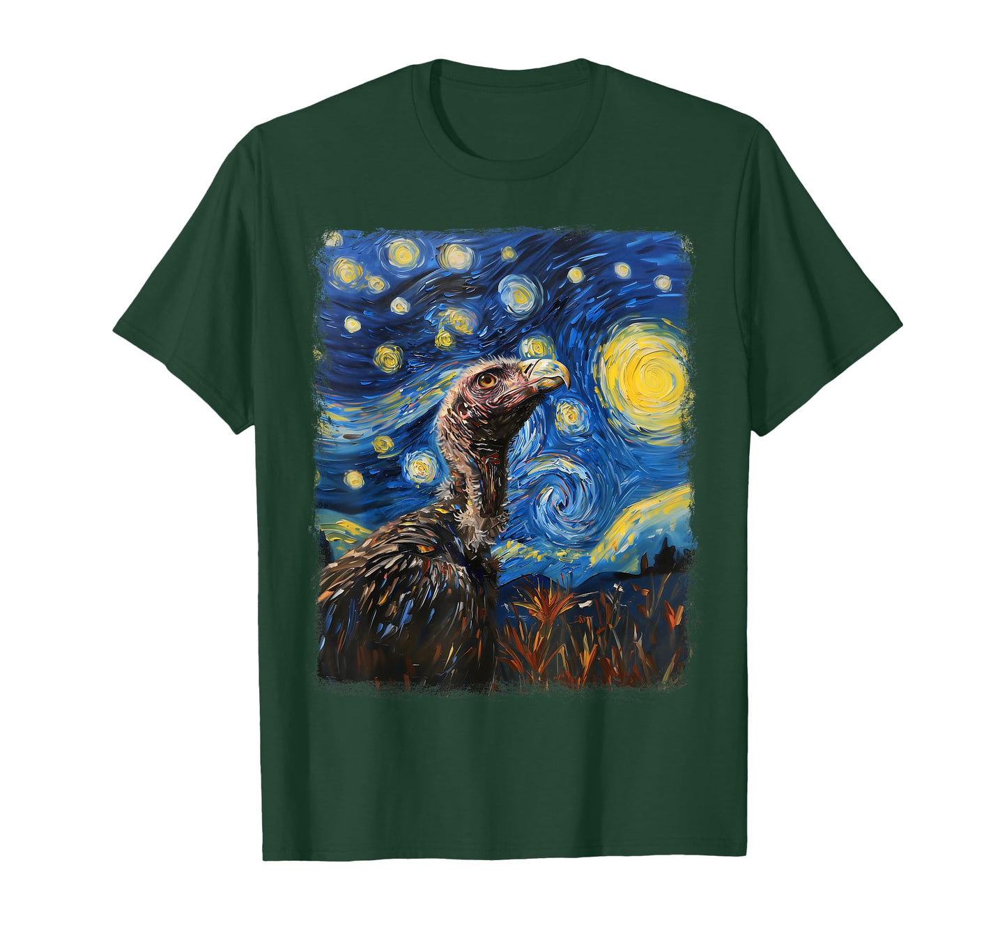 Vulture Bird Starry Night Painting T-Shirt