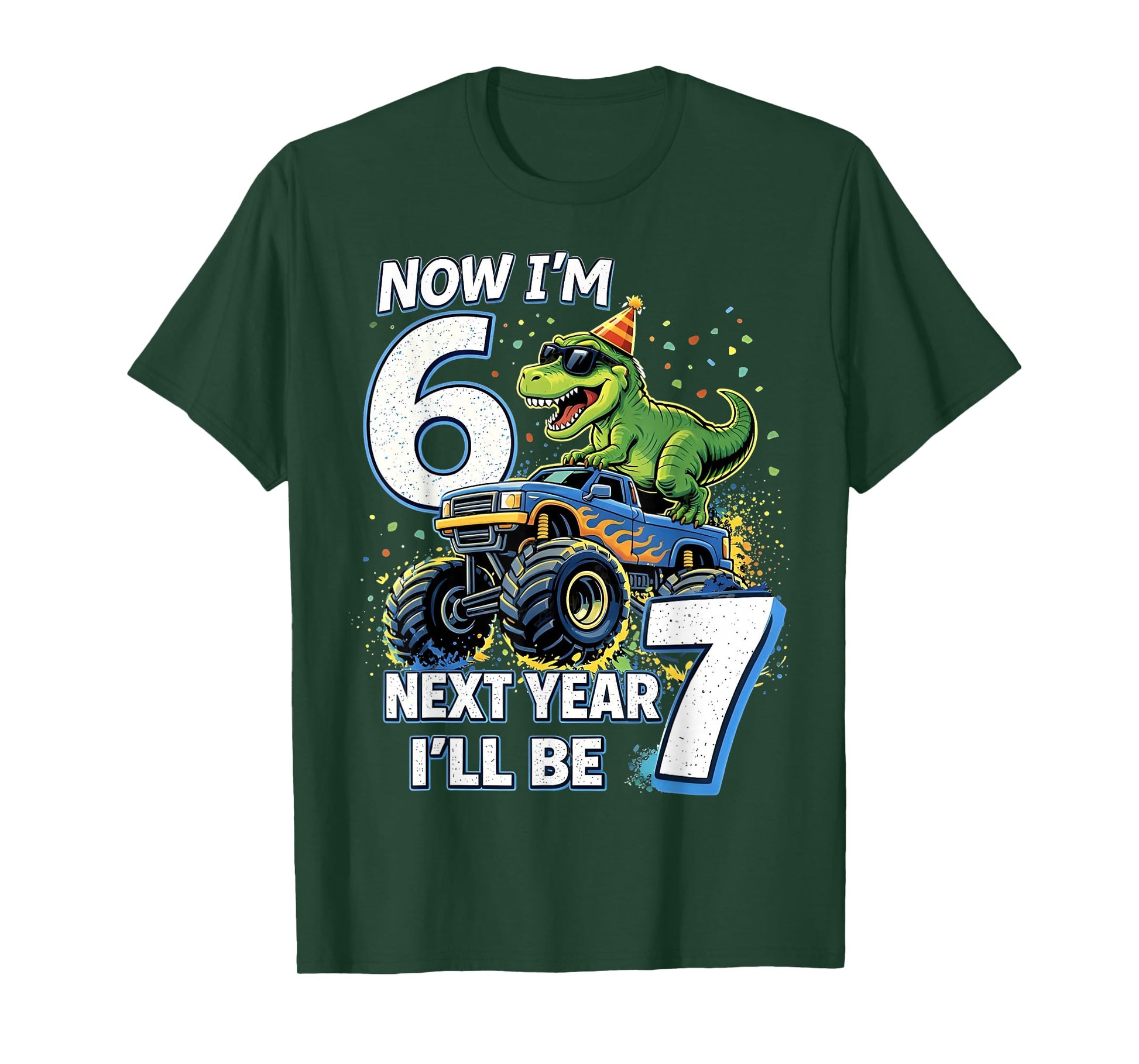 Now I'm 6 Next Year I'll Be 7 Dinosaur Gifts for Boys Kids T-Shirt - T-Shirt | Forest