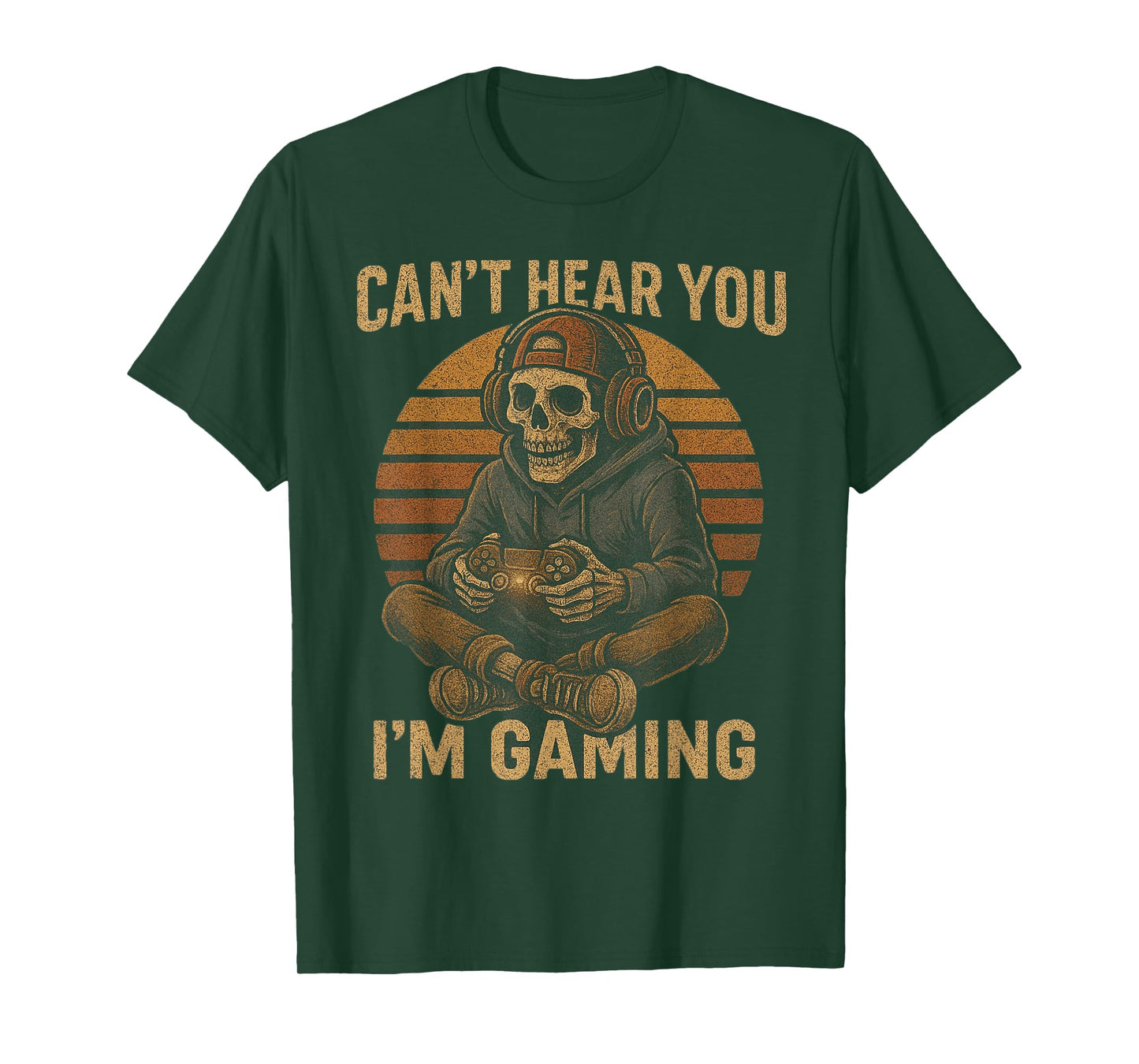 Can’t Hear You I’m Gaming Halloween Skeleton Retro Gamer Boy T-Shirt