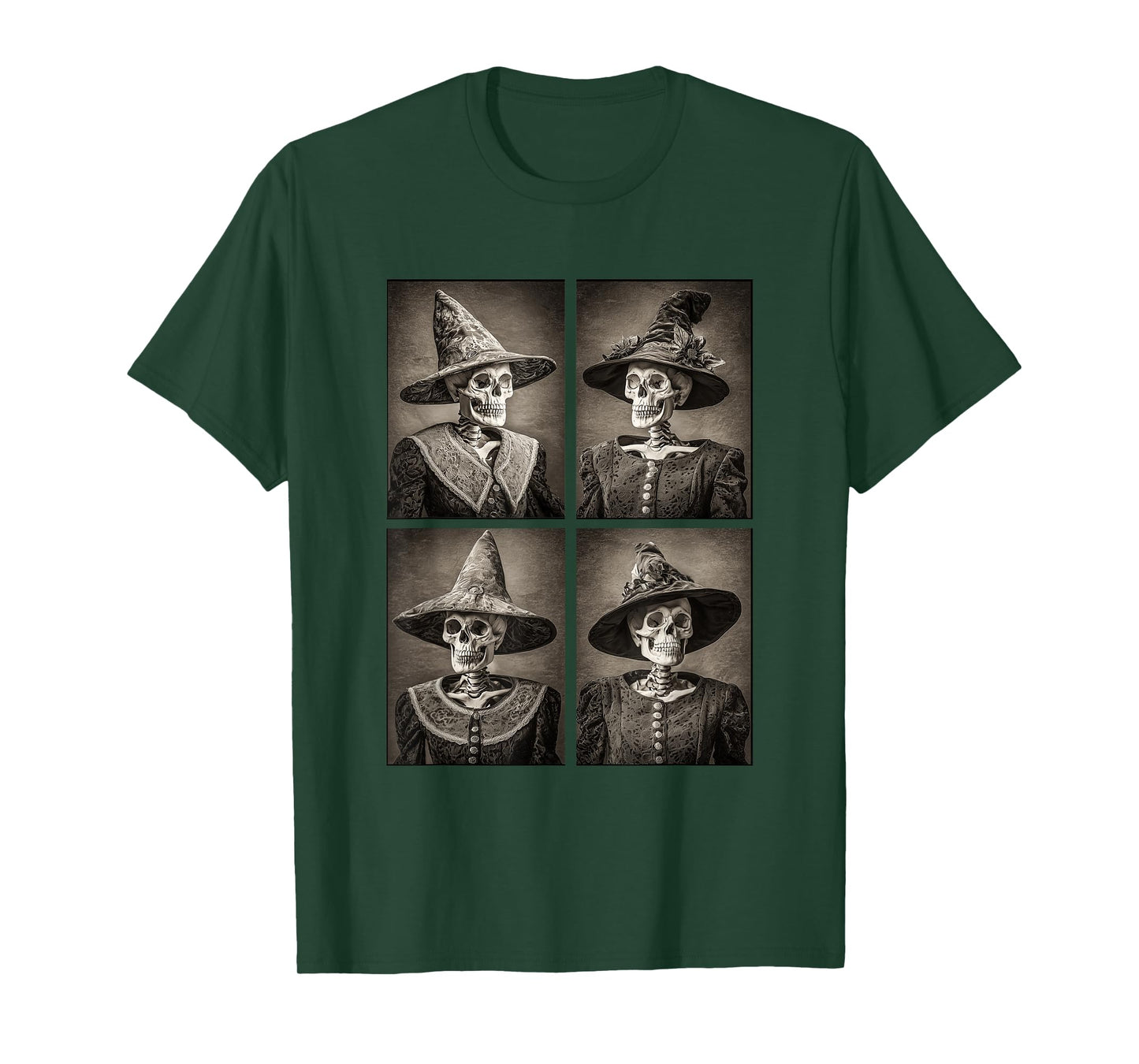 Vintage Witch Skeletons Funny Halloween Gothic Witches Goth T-Shirt