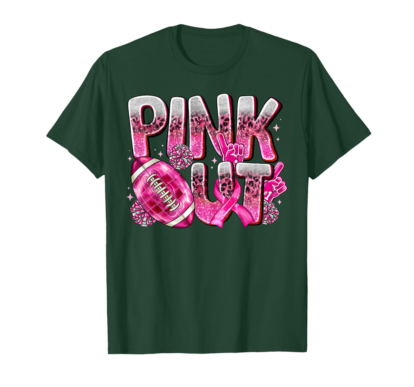 Pink Out American Football Ribbon Breast Cancer Awareness T-Shirt