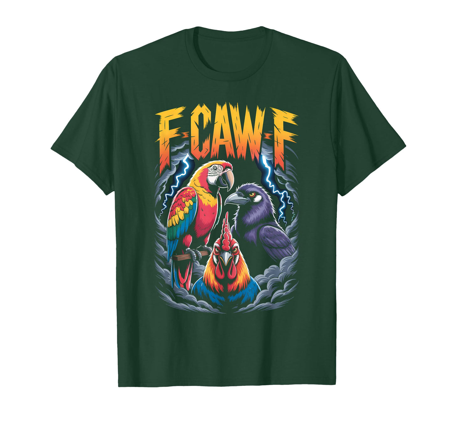 F-CAW-F Funny Gothic Bird Parrot, Crow, Rooster Sound Meme T-Shirt