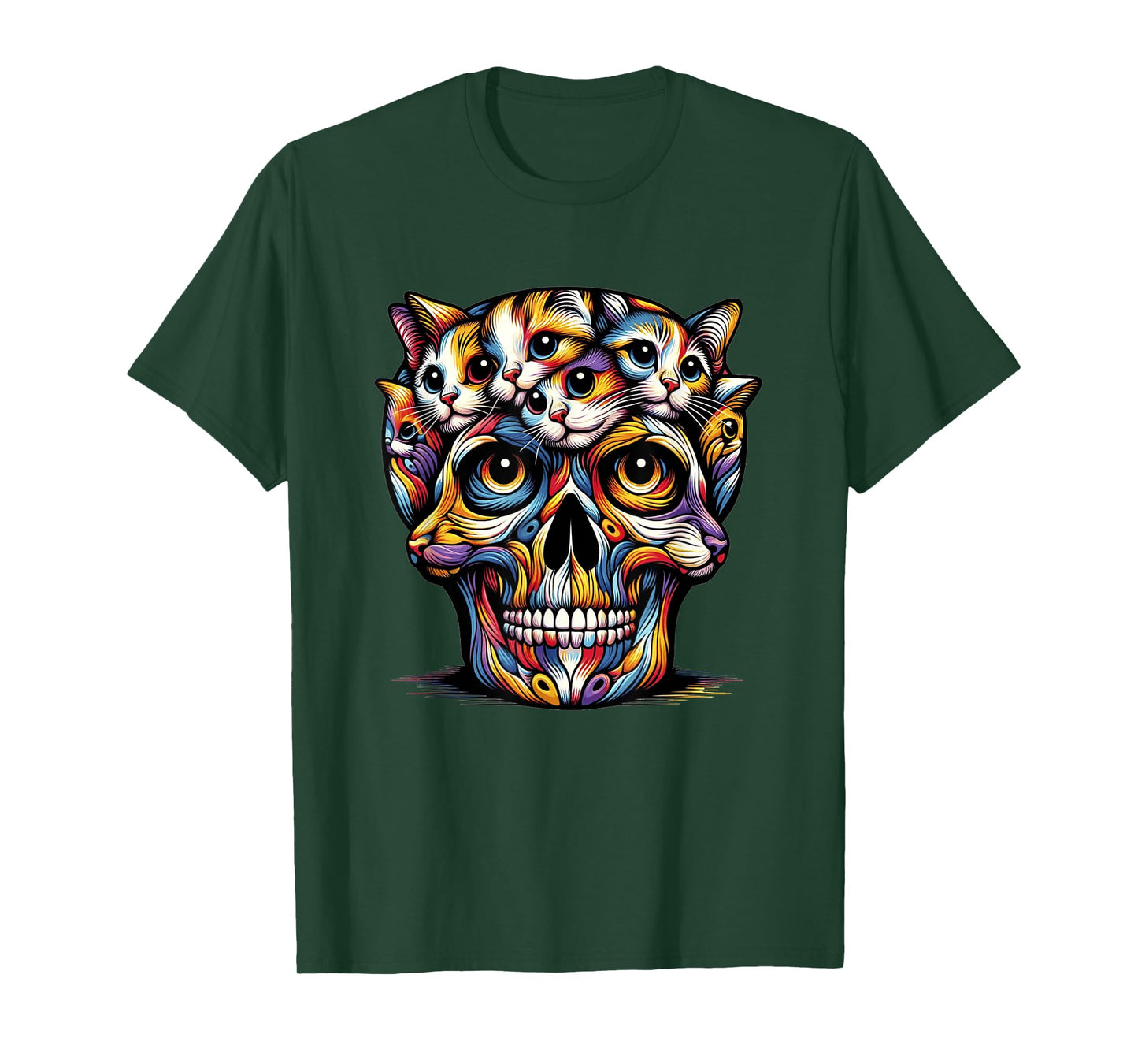Funny Halloween Cat skulS Kitty Skeleton Cat Lover T-Shirt