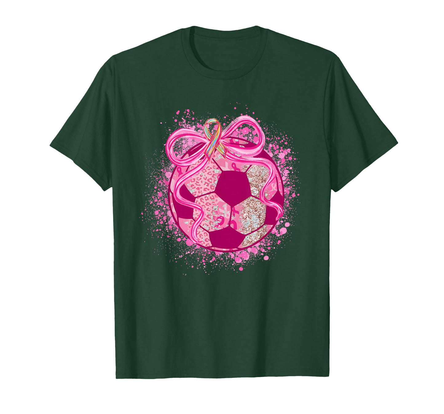 Soccer Coquette Bow Breast Cancer Awareness Pink Ribbon T-Shirt