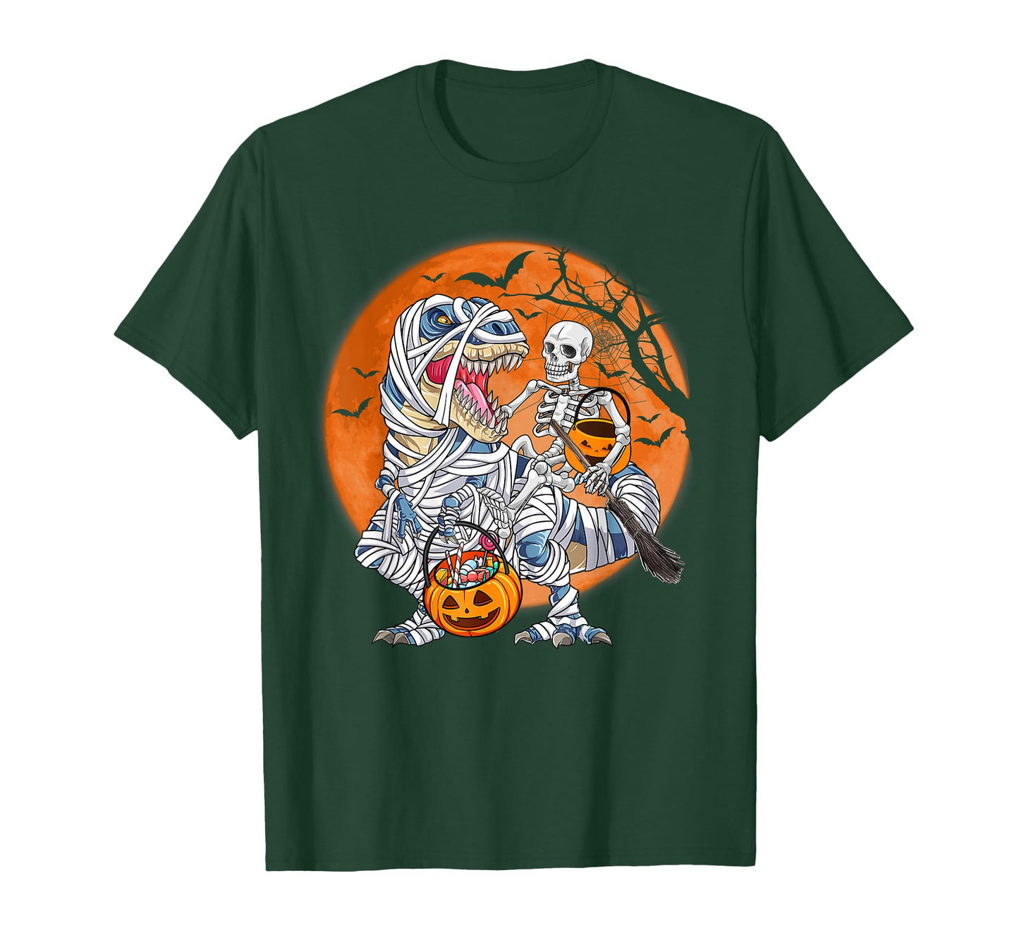 Halloween Tee for Boys Men Dinosaur Mummy Pumpkin Funny T-Shirt