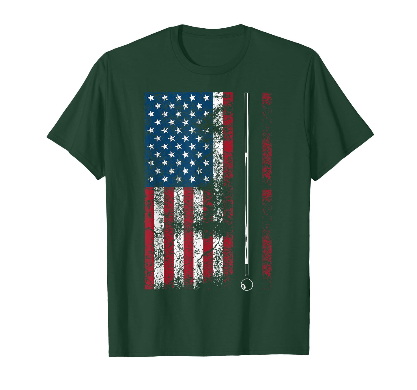 American Flag Billiard Stick Cute Table Game Funny USA Gift T-Shirt