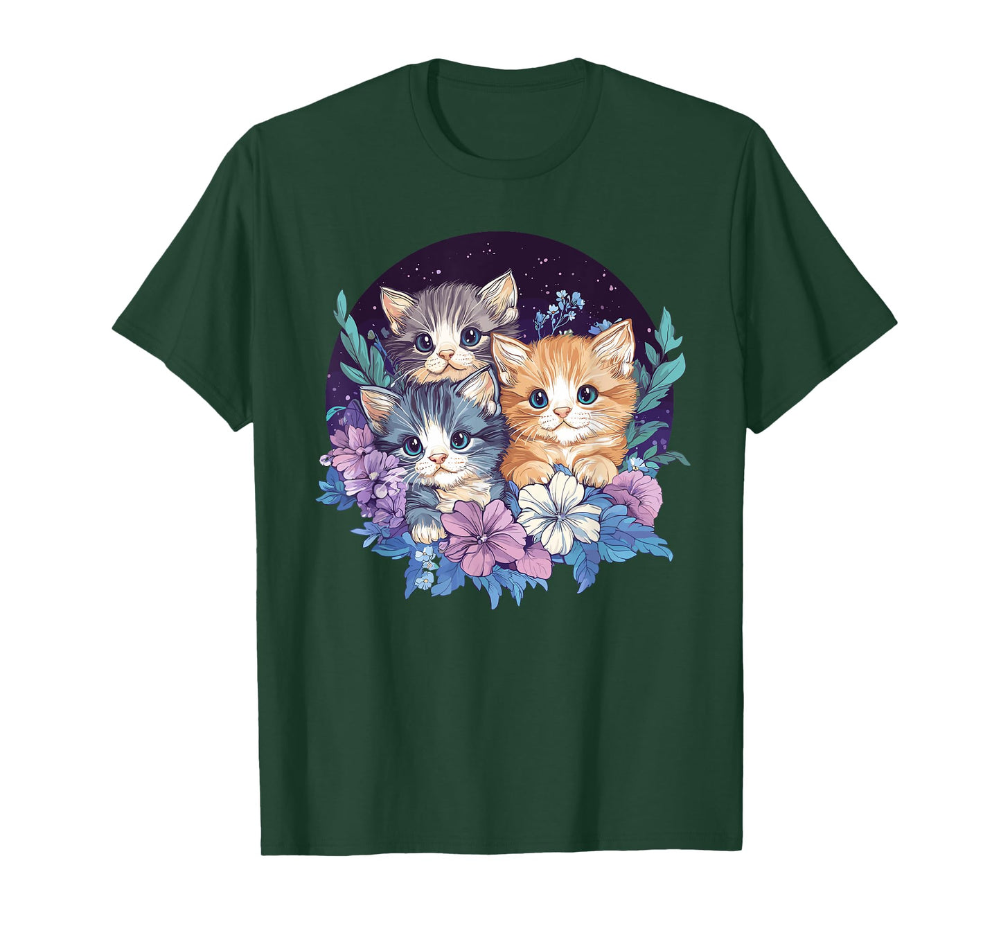 Cute Kittens Surrounded By Flowers T-Shirt