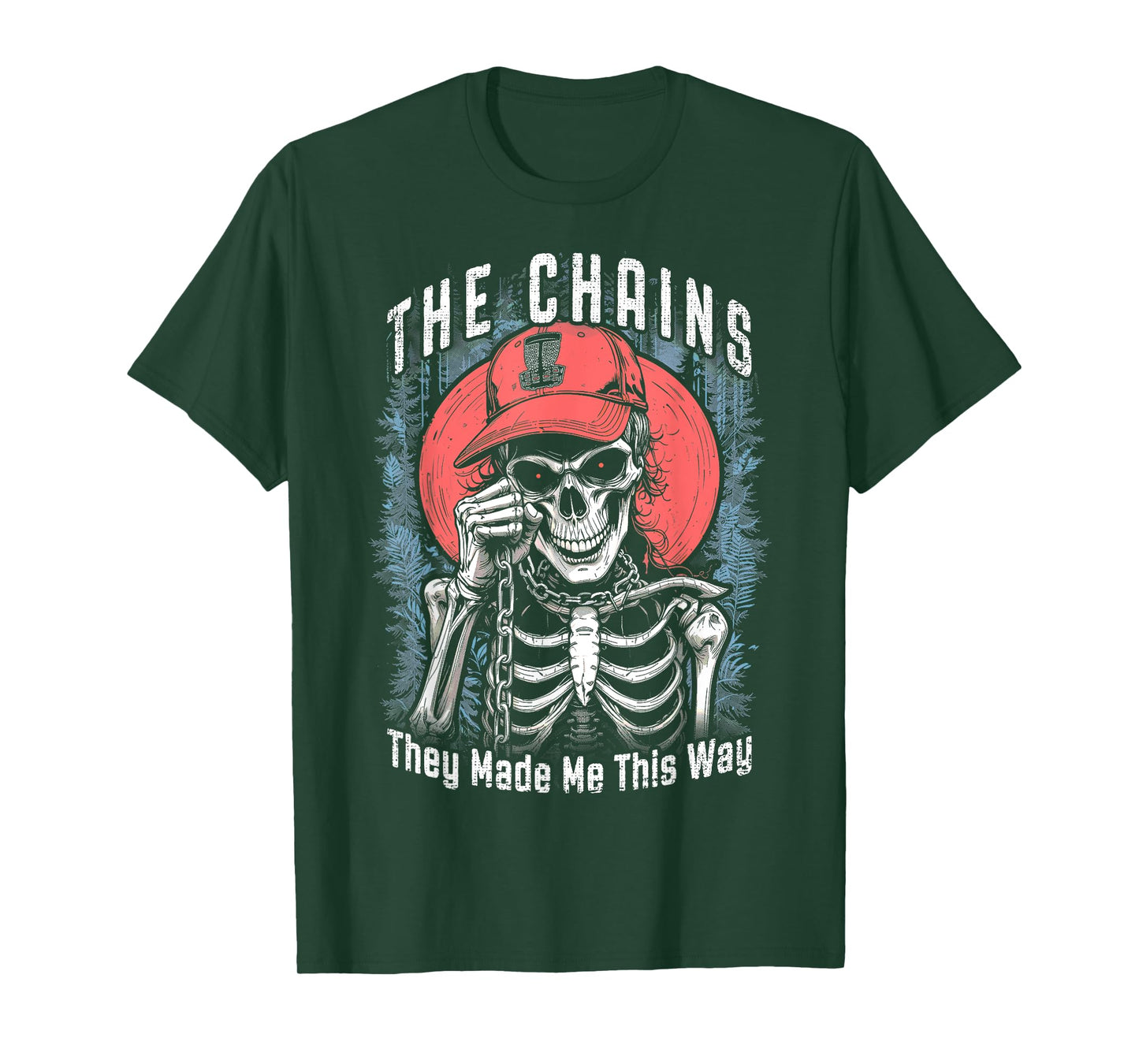 Disc Golf Player Skeleton Chains Made Me Halloween Golfer T-Shirt
