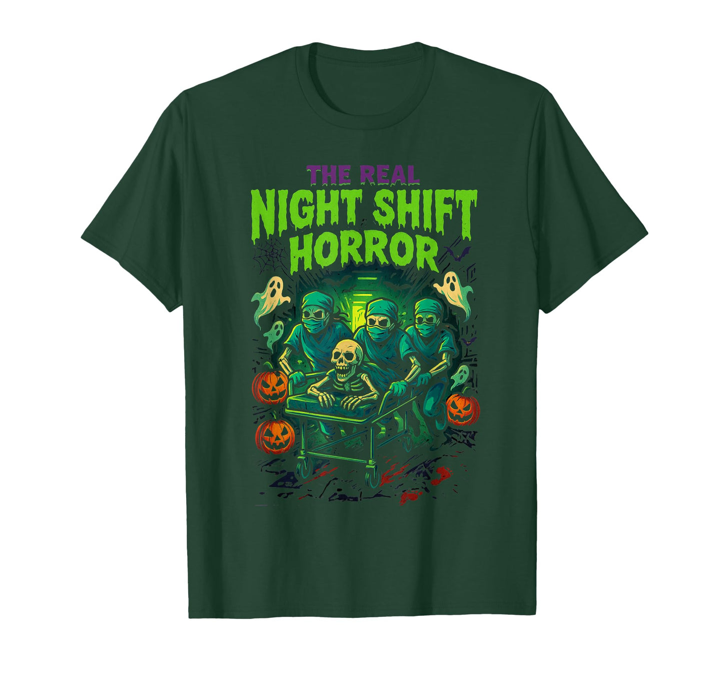 Real Night Shift Horror Funny Nurse Halloween T-Shirt