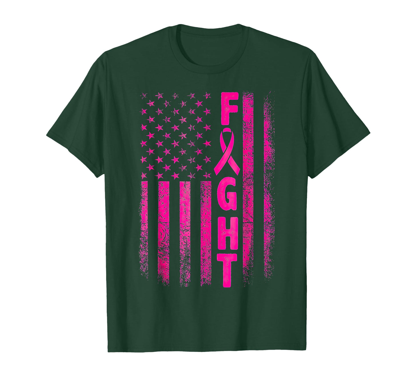 Fight Breast Survivor American Flag Breast Cancer Awareness T-Shirt